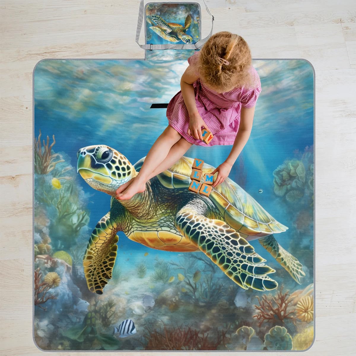 Manta de picnic de 150 x 145 cm, manta de playa plegable para exteriores, manta impermeable para playa, camping, senderismo, picnic