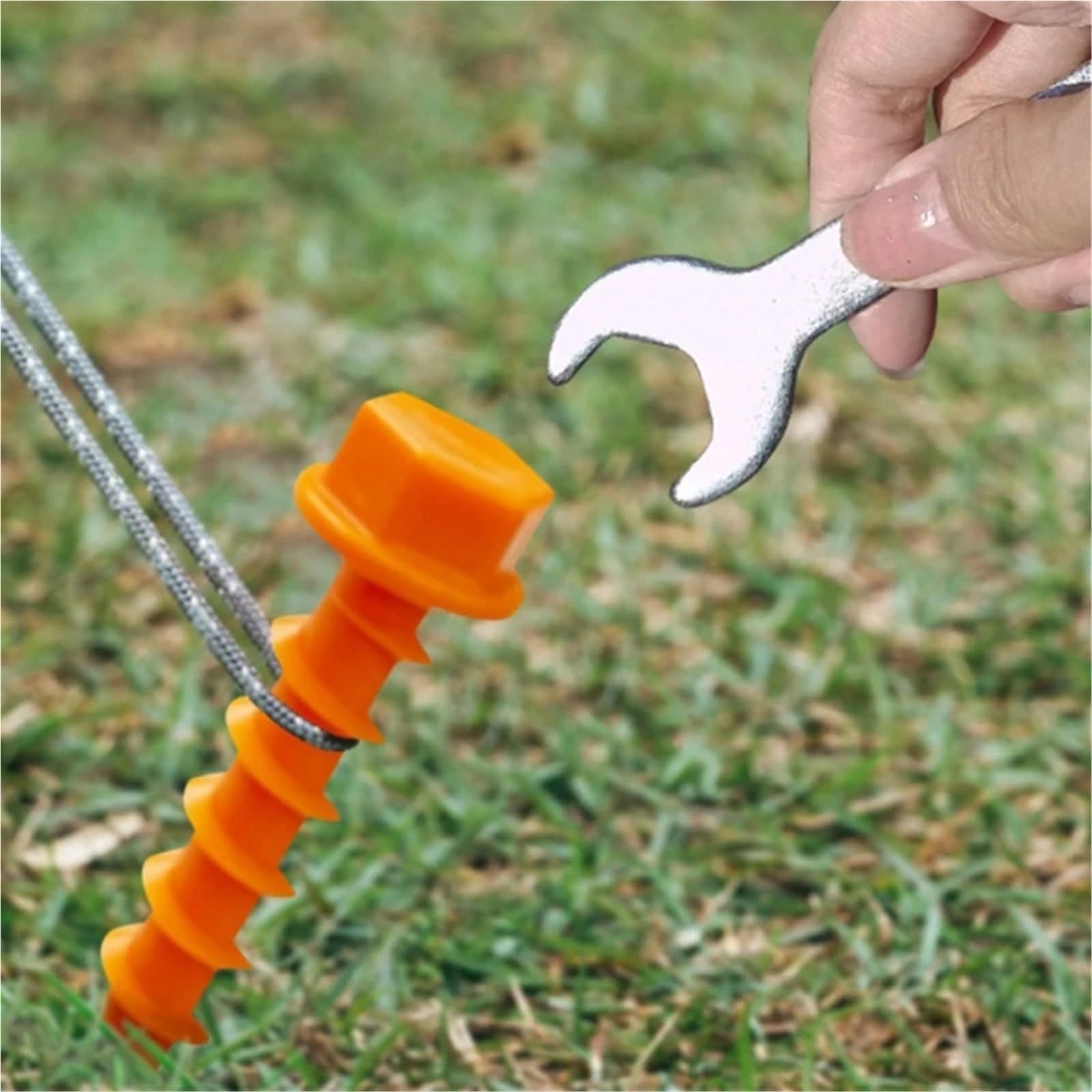 Piquets de Tente Camping, 20 pièces, Clous à vis en Plastique, piquets for la Fixation des tentes, bâches Pluie Plein air pour Camping, Tonnelles(Orange Color)