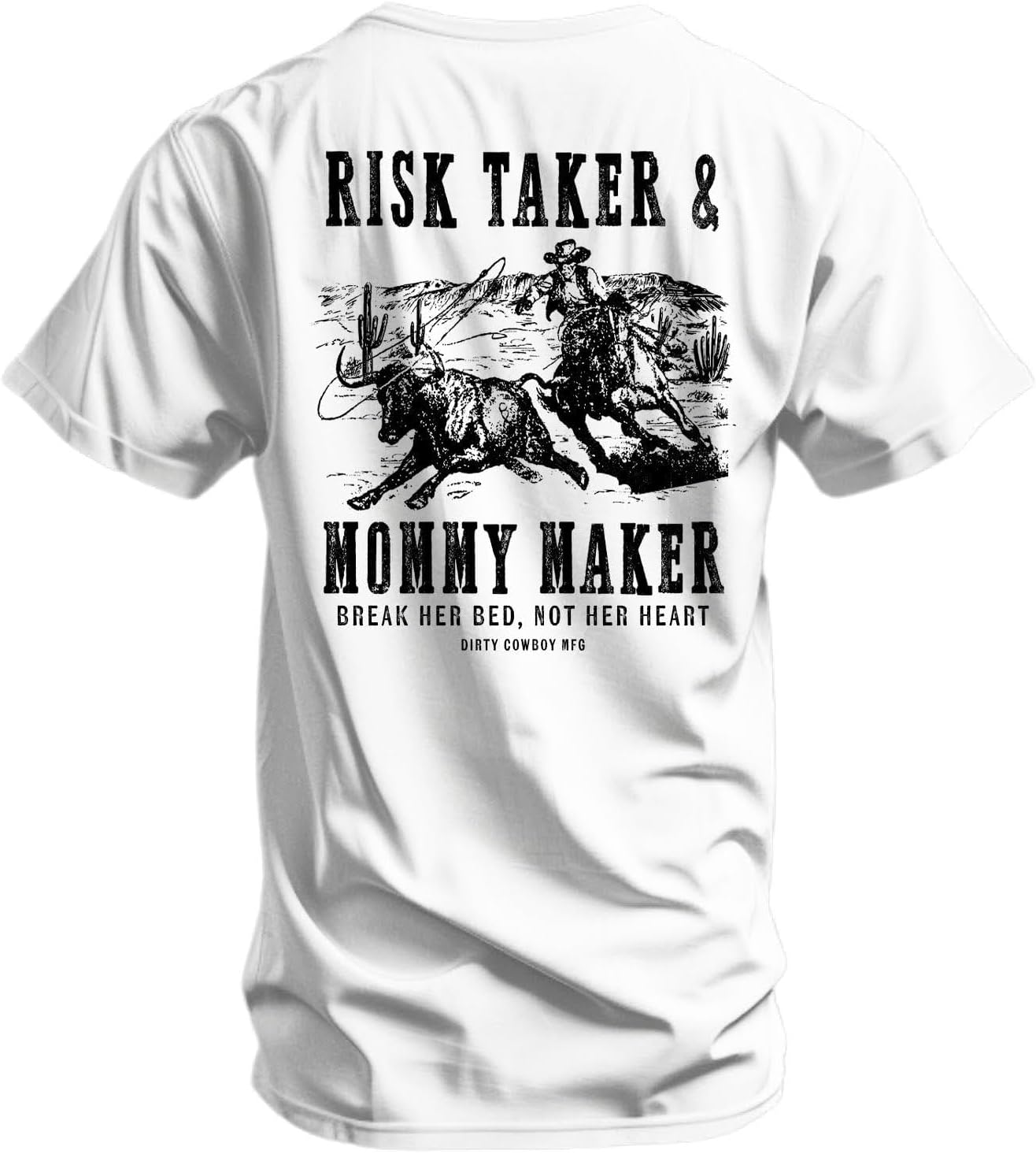 Combat Iron Men's Graphic T-Shirt | Risk Taker, Mommy Maker | Athletic Fit, Tagless Comfort
