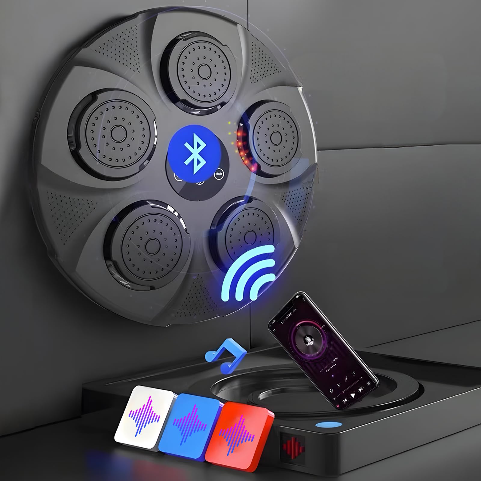 Music Boxing Machine,Bluetooth Musica Allenatore Boxe,Intelligente Macchina Elettronica Allenamento Boxe Montata a Parete,Dispone di 9 modalità,per Allenamenti a Casa, Boxe, Perdita di Peso