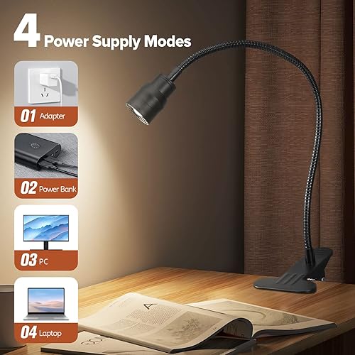 Miniatura 6 de Luces de lectura LED con zoom para cabecera de cama, lámpara de proyector con clip para escritorio, cama de dormitorio, luz de libro con abrazadera