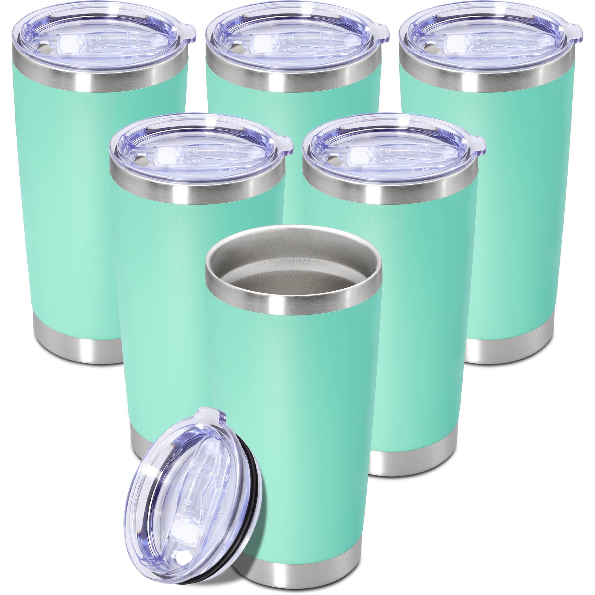 20oz Tumbler Insulated Tumblers Vacuum Coffee Mug with Lid Light Blue 6Pack