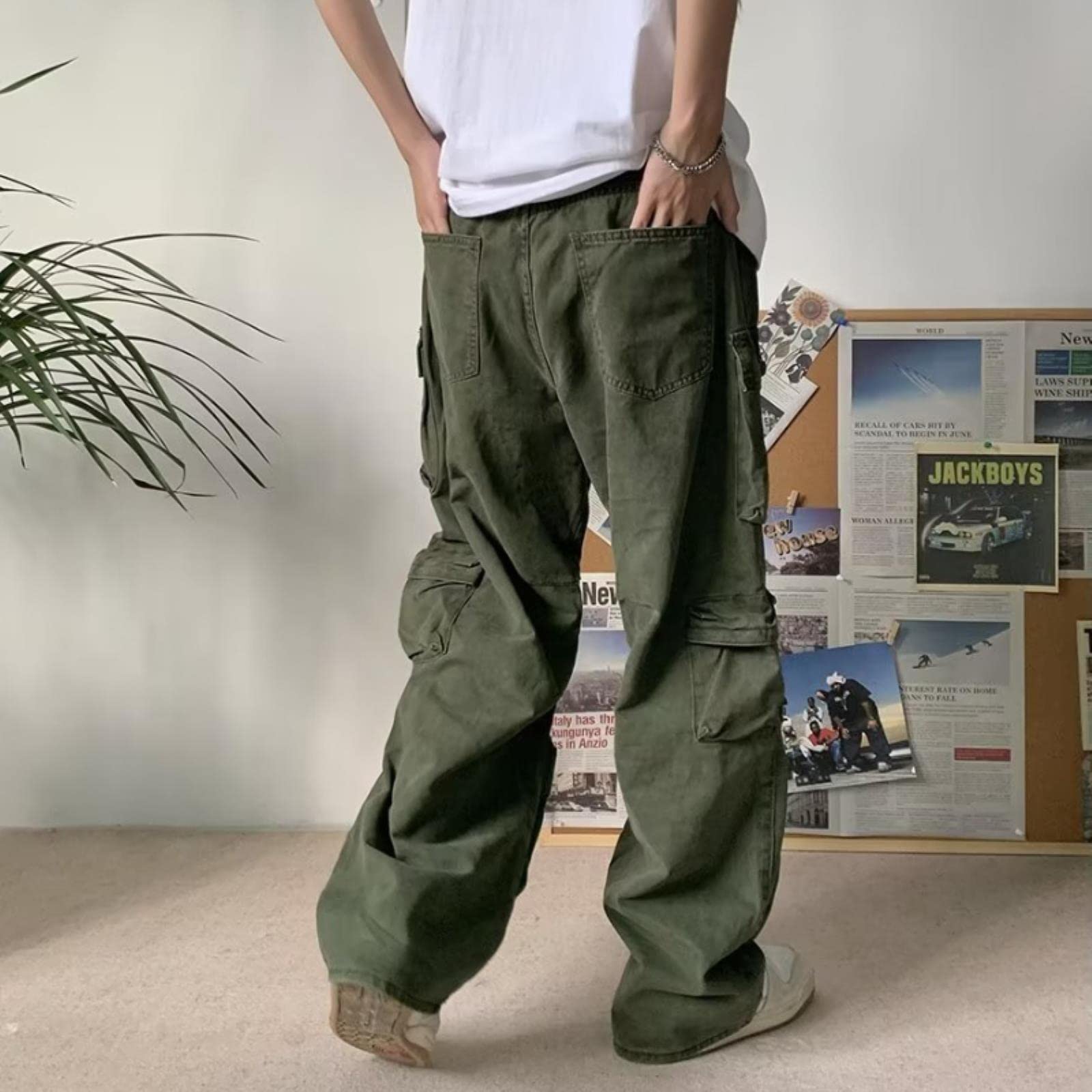 Y2K bojówki spodnie z wieloma kieszeniami kombinezony męskie harajuku na co dzień damskie luźne spodnie oversize proste spodnie mopa wiosna jesień