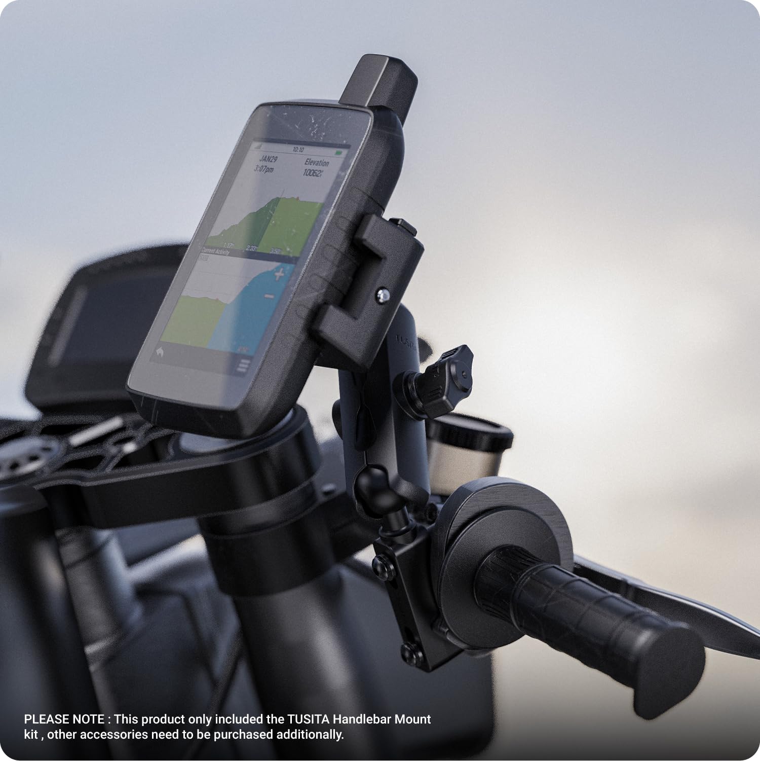 TUSITA Motocykl GPS Uchwyt Kierownica Zbiornik Sprzęgła Hamulca Mocowanie Kompatybilny z Garmin Montana, Zumo XT GPS - Podwójne Ramienia Gniazdem - B Rozmiar Średni