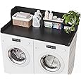 CuisinSmart Washer Dryer Countertop with 2-Tier Shelf, Wood Laundry Countertop Over Washer and Dryer with Edge, 54" Width x 27.5" Depth Laundry Hamper Table Top Storage Organization White