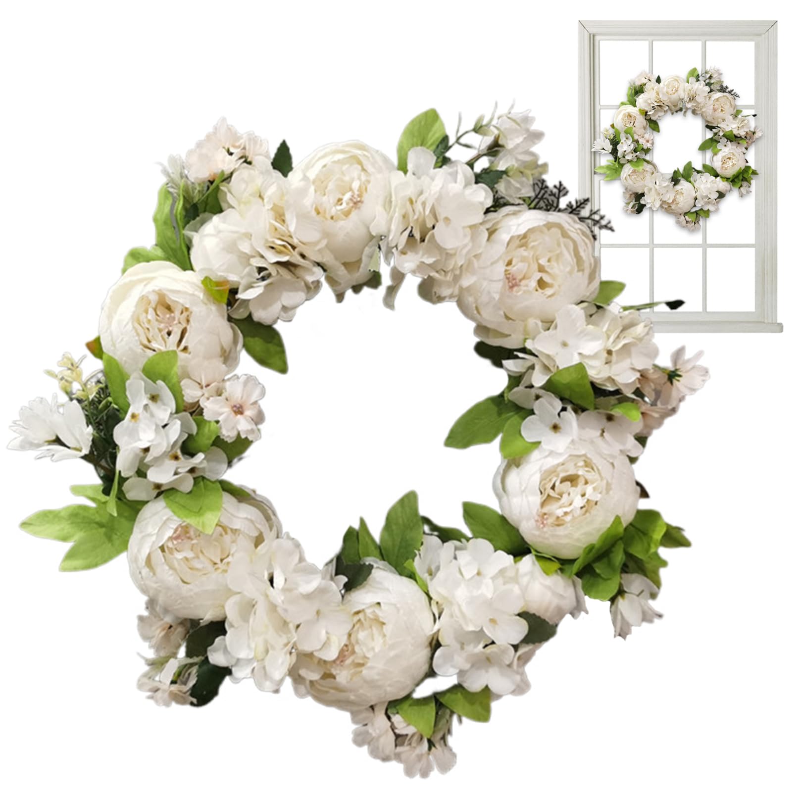 Ghirlande Primaverili per Porta d'ingresso 16 Ghirlanda di Fiori Artificiali di peonia Ghirlanda Floreale Decorativa Bianca