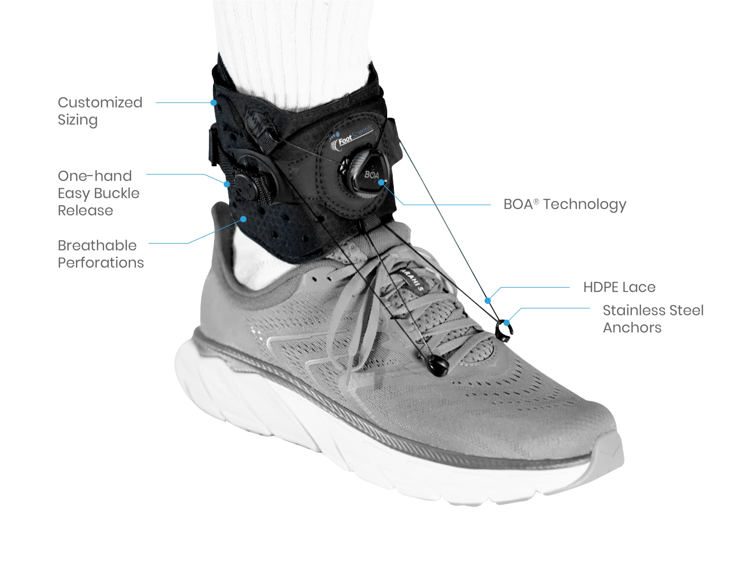 FootScientific Elevate 360° Drop Foot Brace with Deluxe Accessory Kit