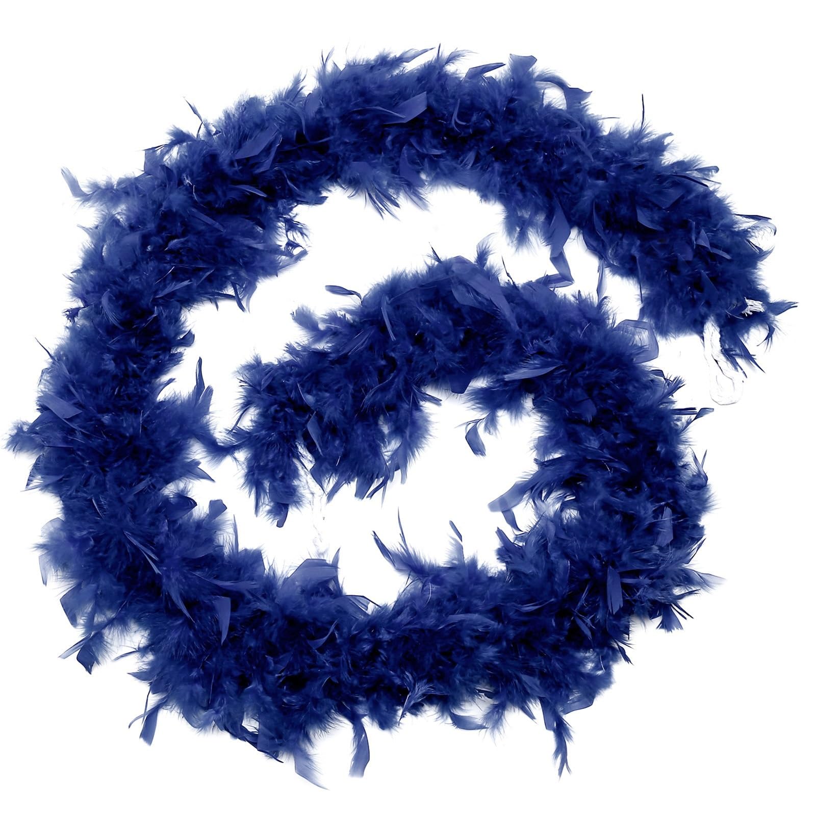 HAJHI 70.8in Feather Garland Diy Crafts Turkey Feather Scarf Bouquet Cake Packaging Costumes Accessories Feather Boa Vibe Props Wedding Party Bars(60g,Navy Blue)