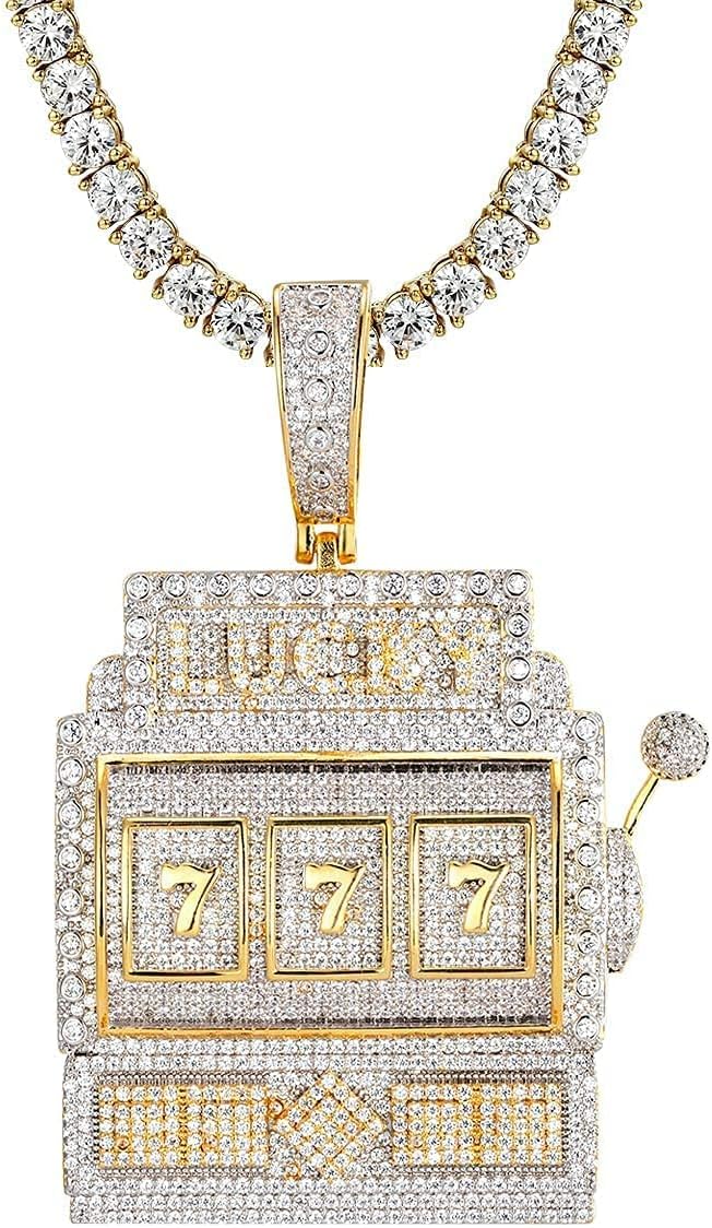 HEYBB Collier Lucky 777 Casino Slot Machine Jackpot Gambling ton 14K ...