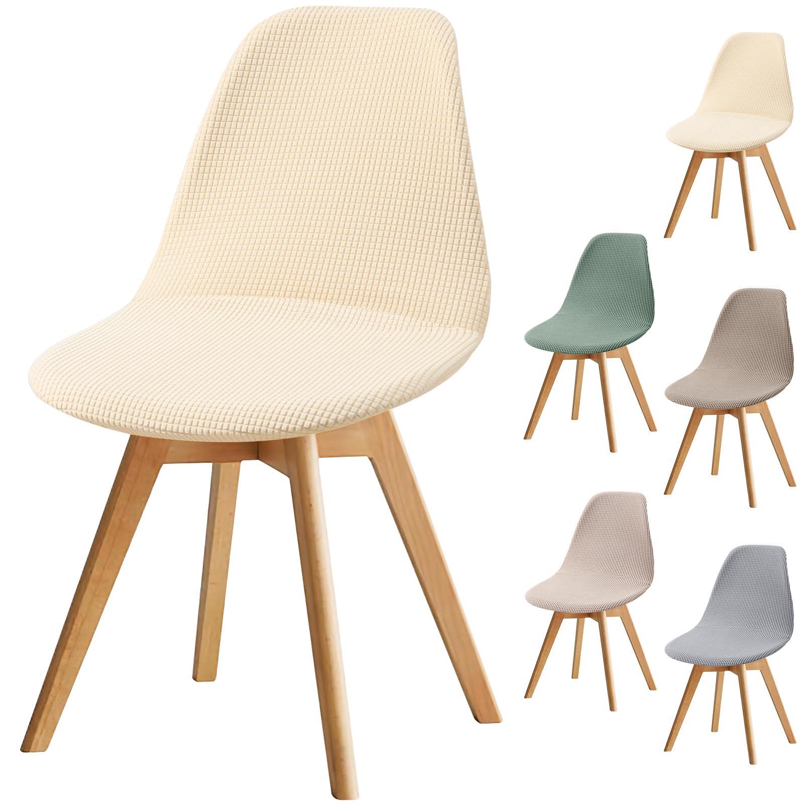 Fuloon Shell Dining Chair Covers, Mid Century Modern Chair Slipcover, Jacquard Elastic Dining Chair Covers, Washable Removable Chair protector for Dining Room, Kitchen, Restaurant, Hotel