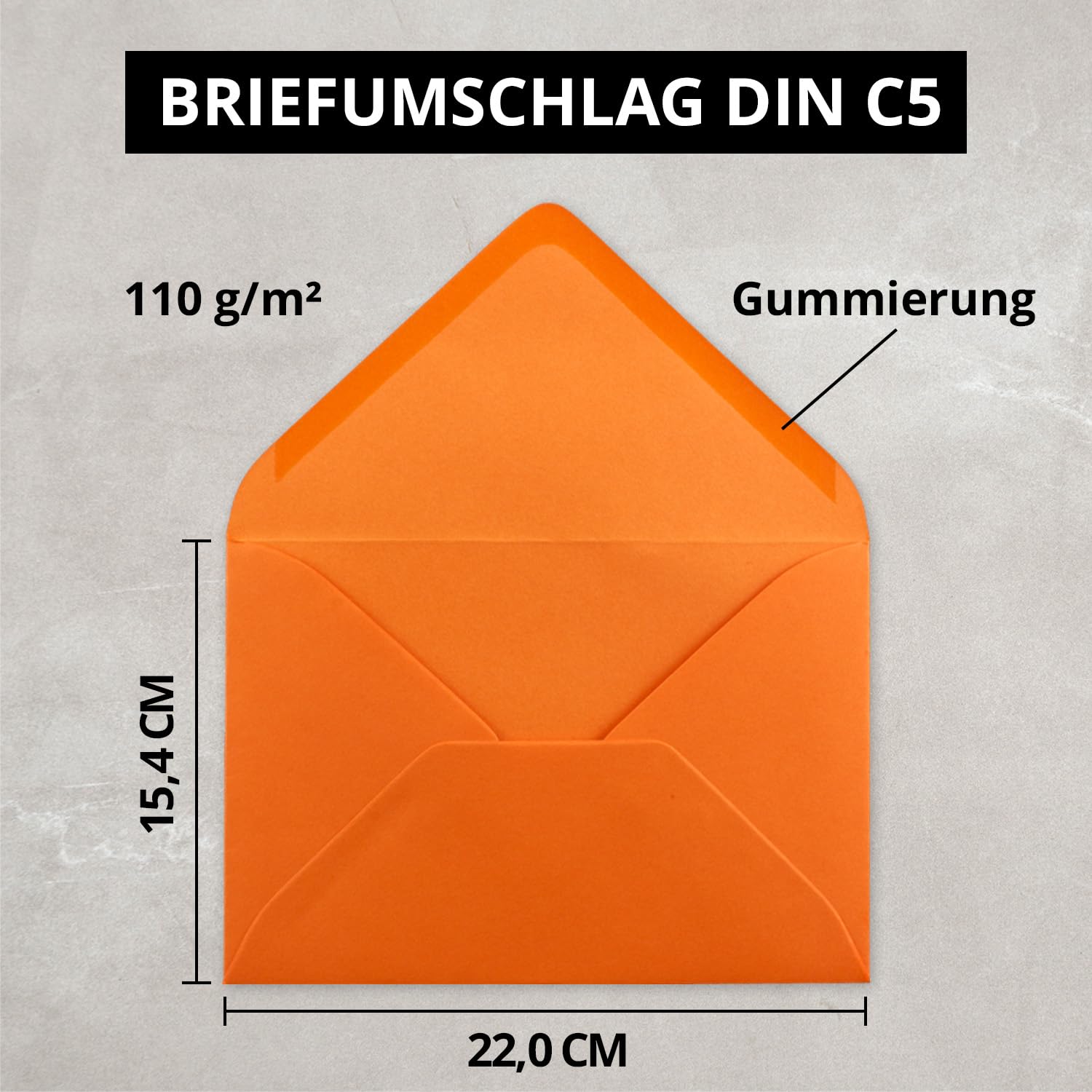 200 Sets - Faltkarten DIN A5 - Orange mit Umschlägen - PREMIUM QUALITÄT - 14,8 x 21 cm - sehr formstabil - für Drucker geeignet - Marke: NEUSER FarbenFroh