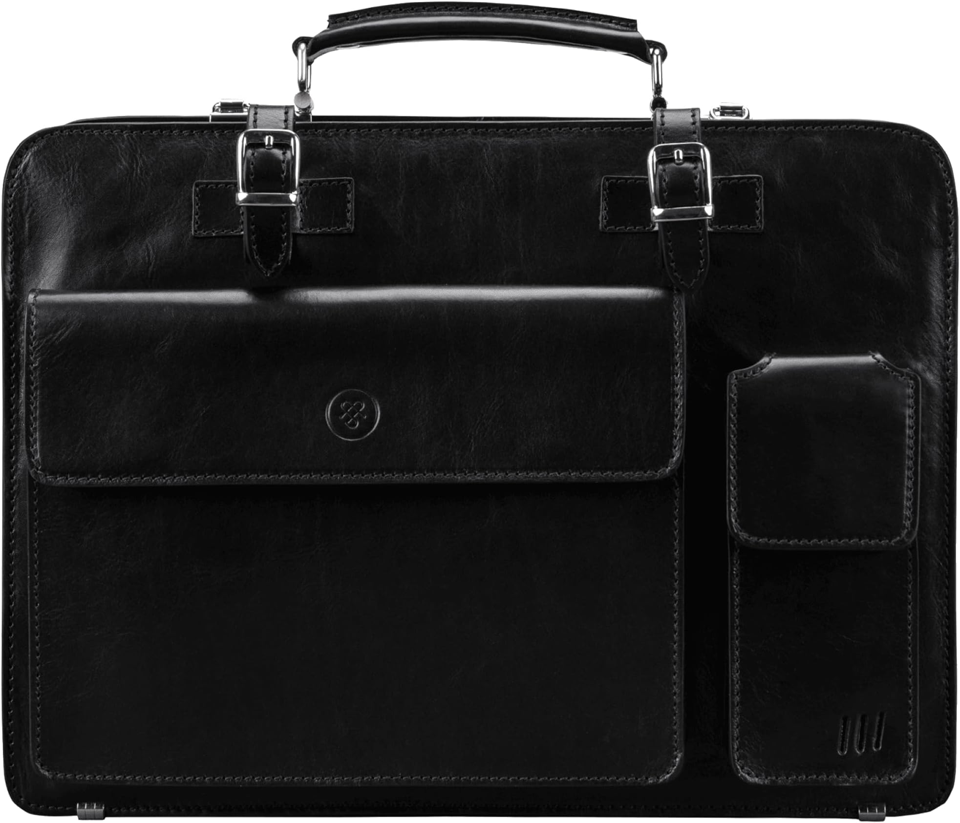 Maxwell Scott - Mens Luxury Italian Leather Large Square Briefcase - Zip Closure - Handmade in Italy - The Alanzo