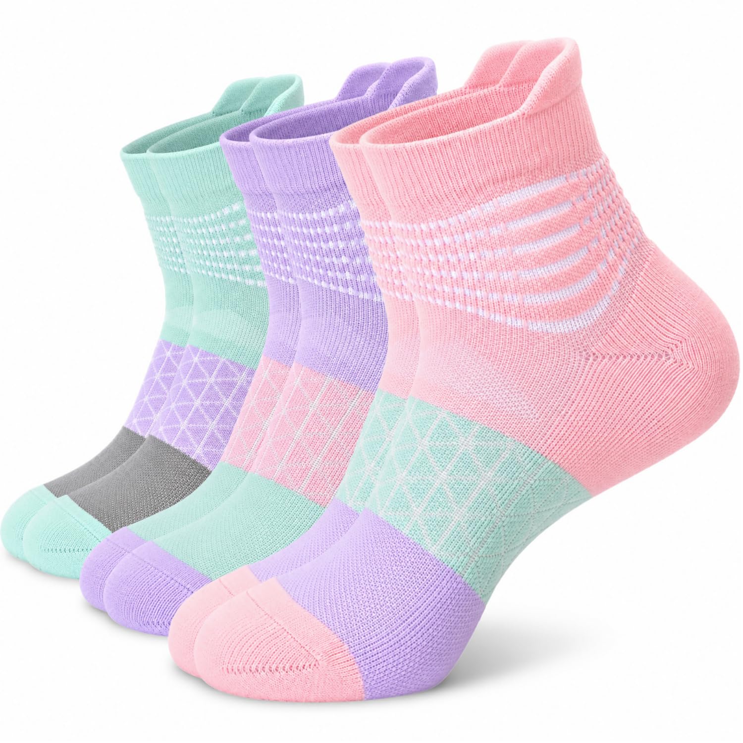 IRAMY Compression Ankle Support Socks Women Wicking Cushioned Athletic Plantar Fasciitis Relief 3/4/6 Pairs