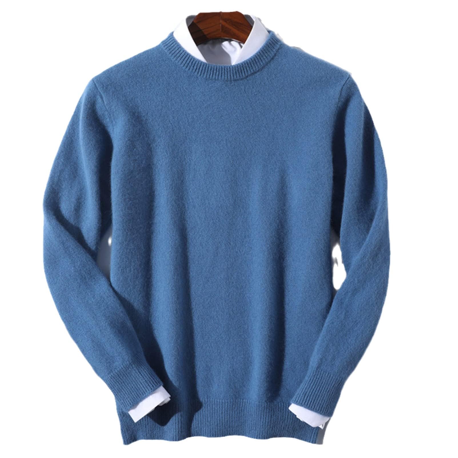 Pull en Tricot 100% Cachemire Pour Homme - Chaud au quotidien, bleu