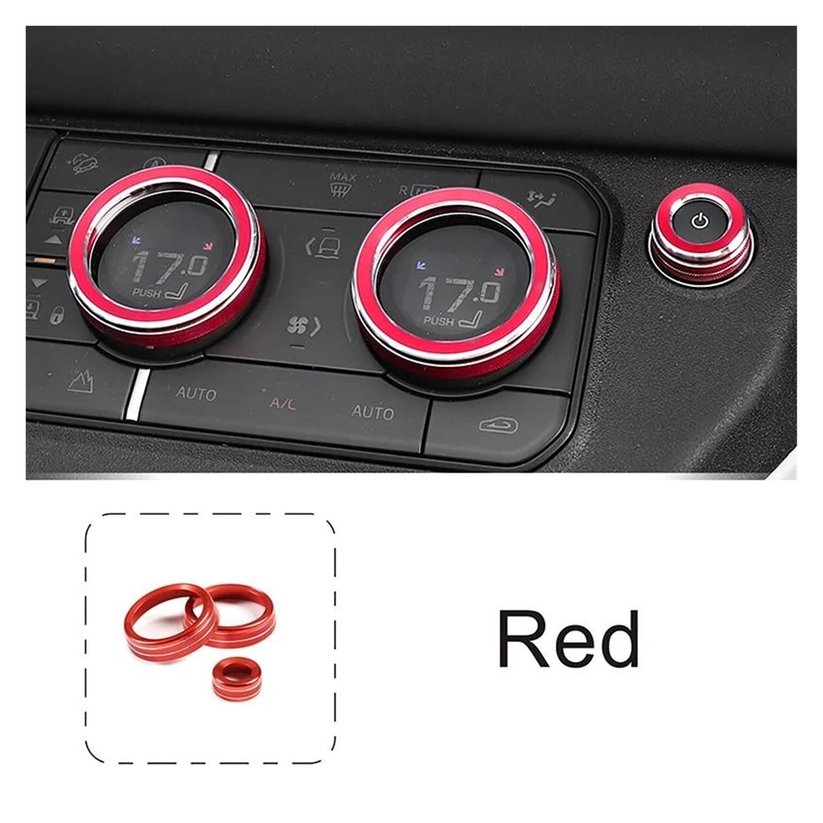 Kratzfeste Armaturenbrettverkleidung Für Defender 2020-2022 Auto Center Konsole Klimaanlage Lautstärkeregler für Ring Rahmen Abdeckung Trim Innen Zubehör(Rot)