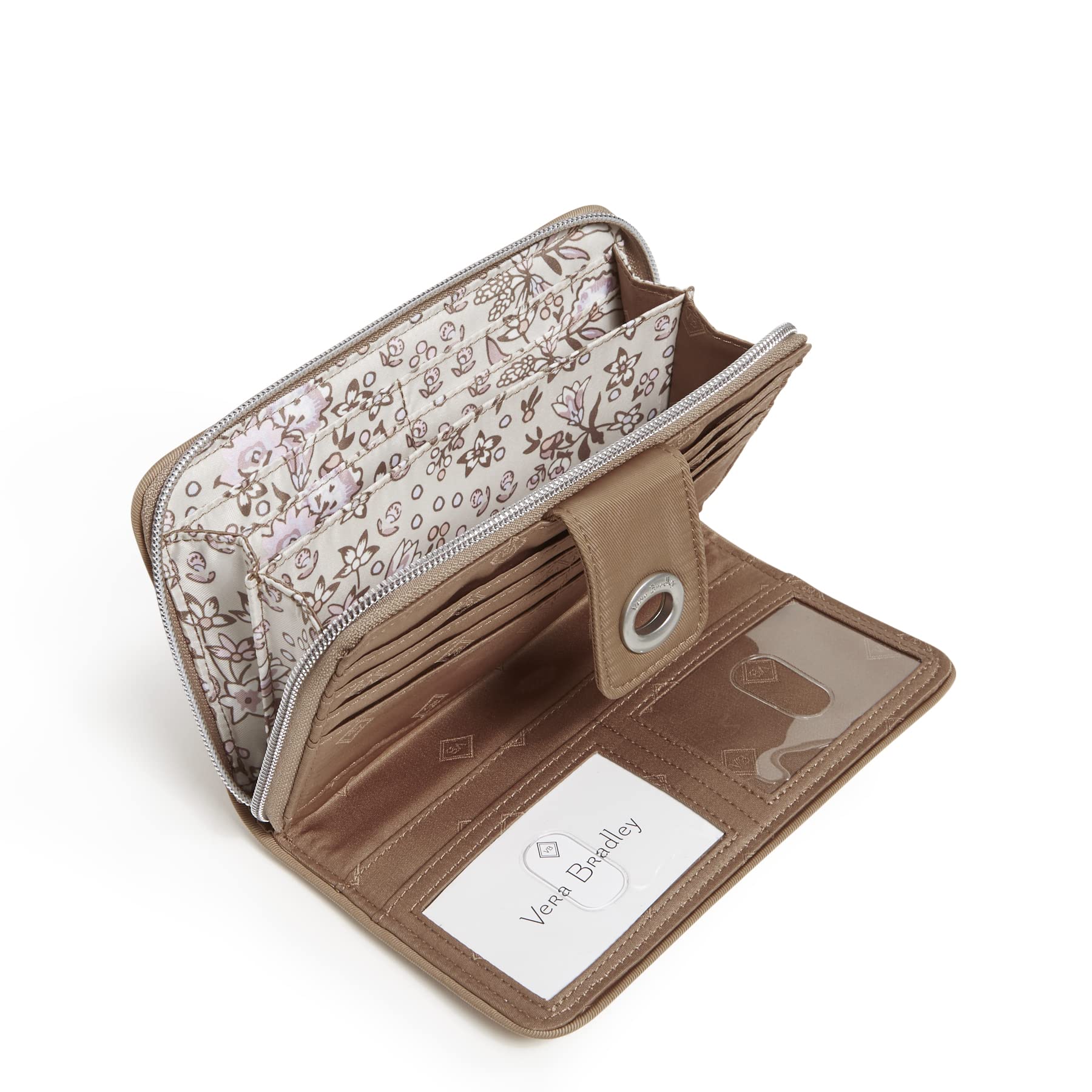 Vera Bradley Damen-Ausweishülle und Umhängeband aus Baumwolle mit Reißverschluss