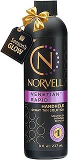 Norvell Premium Rapid Spray Tan Solution Venetian One 8 fl oz – Professional Sunless Tanning Formula for Ultra Fast Natural Bronze Glow, Streak Free, Fast Drying, Long Lasting Color