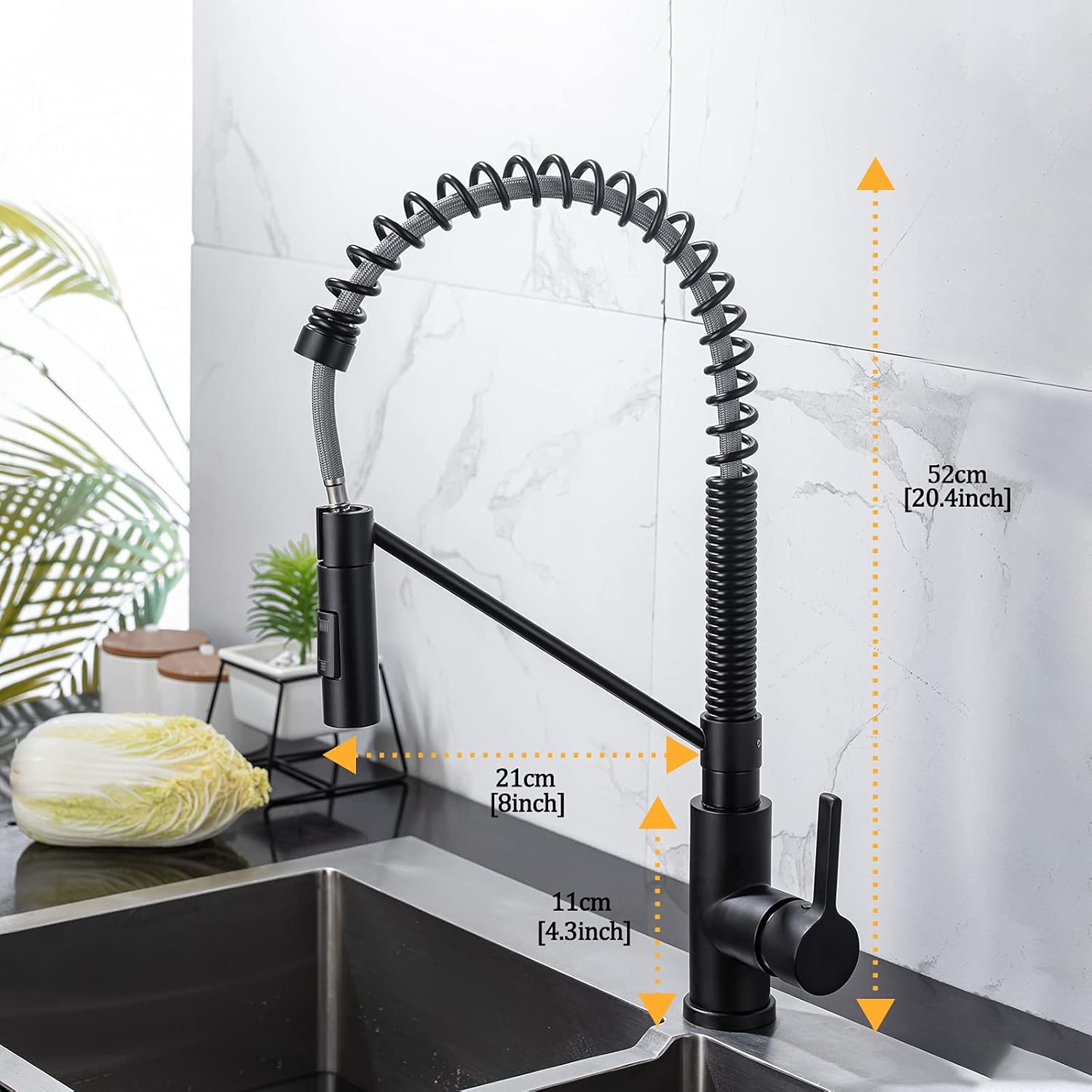 Chеареѕt 🛒 Black Kitchen Faucet Commercial Sink Faucet with Pull Down Sprayer Stainless Steel Dual Function Single Handle Lever Spring Sink Faucet Brushed Nickel