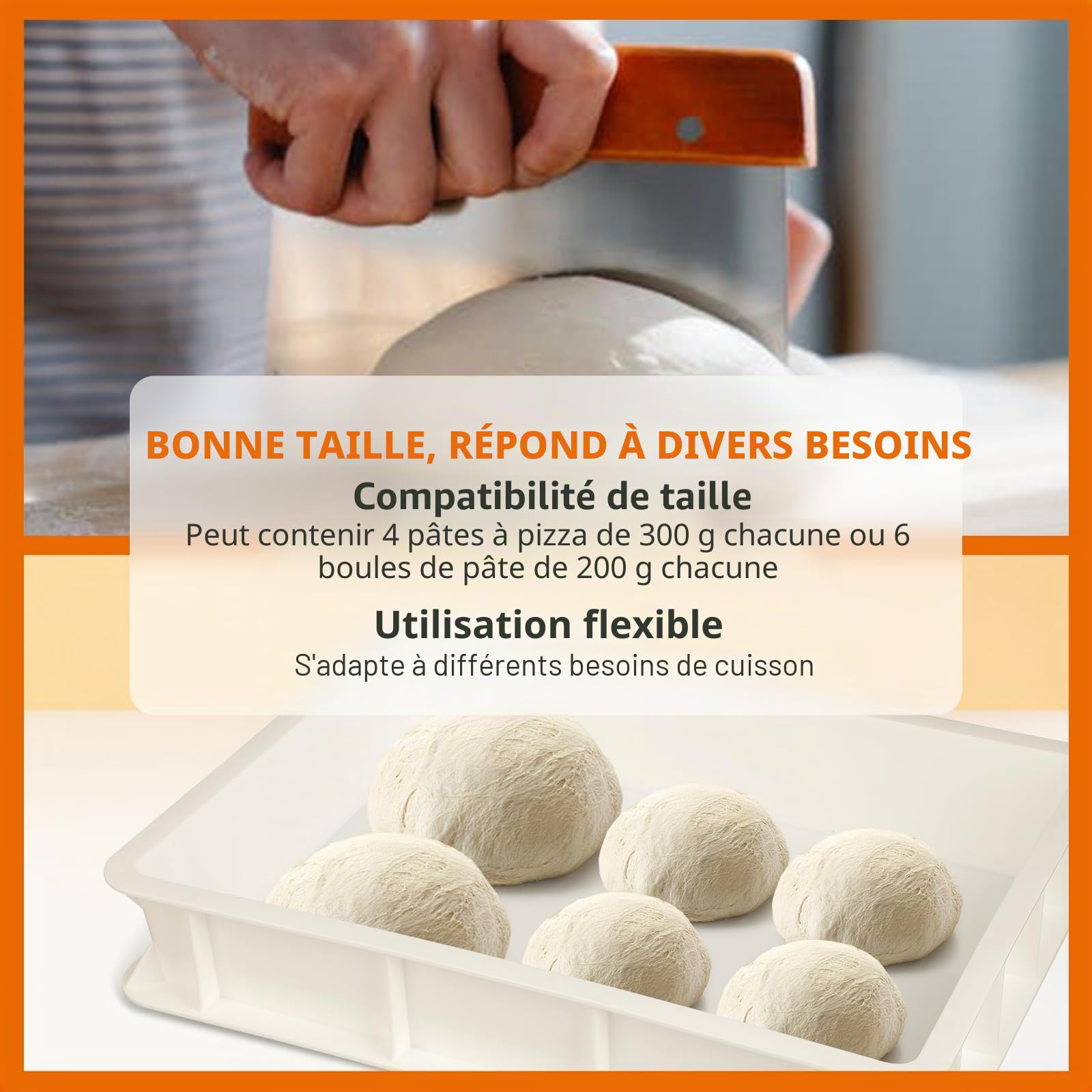 Pizzaballenbox – Boîte à Pizza Plastique – Bac à Pâton Pizza sans couvercle pour Fermentation et Stockage de la Pâte (40×30×10 cm)