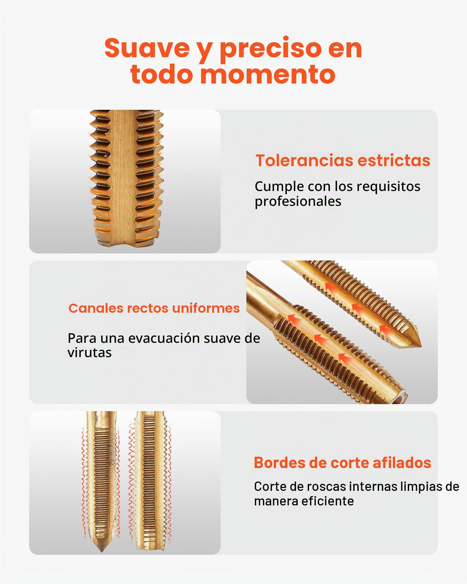 VEVOR Juego de Machos y Terrajas de Roscar 86 Piezas, SAE 4-5/8 pulgadas y Métrico M3 a M12, Rosca Gruesa y Fina, Acero Recubierto de Titanio, Incluye Llave, Calibre, Estuche para Reparación de Roscas