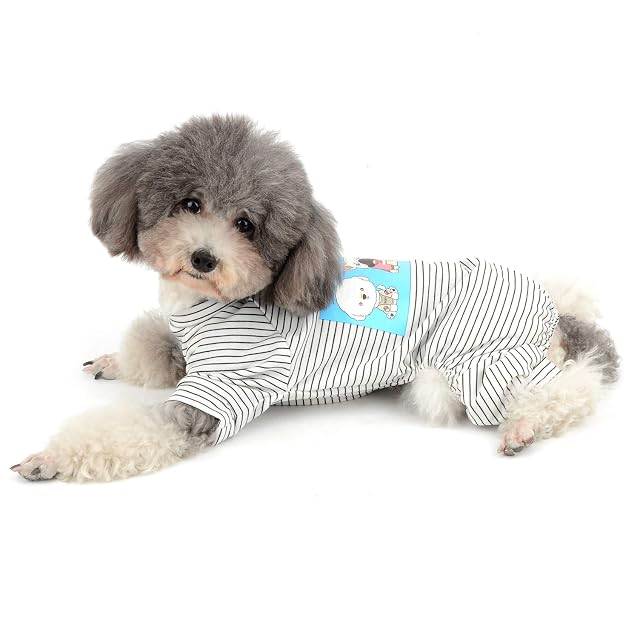 Foto 6 de 8 de Ranphy Pijama de algodón a Rayas para Perros pequeños Camisa de Perro Casual