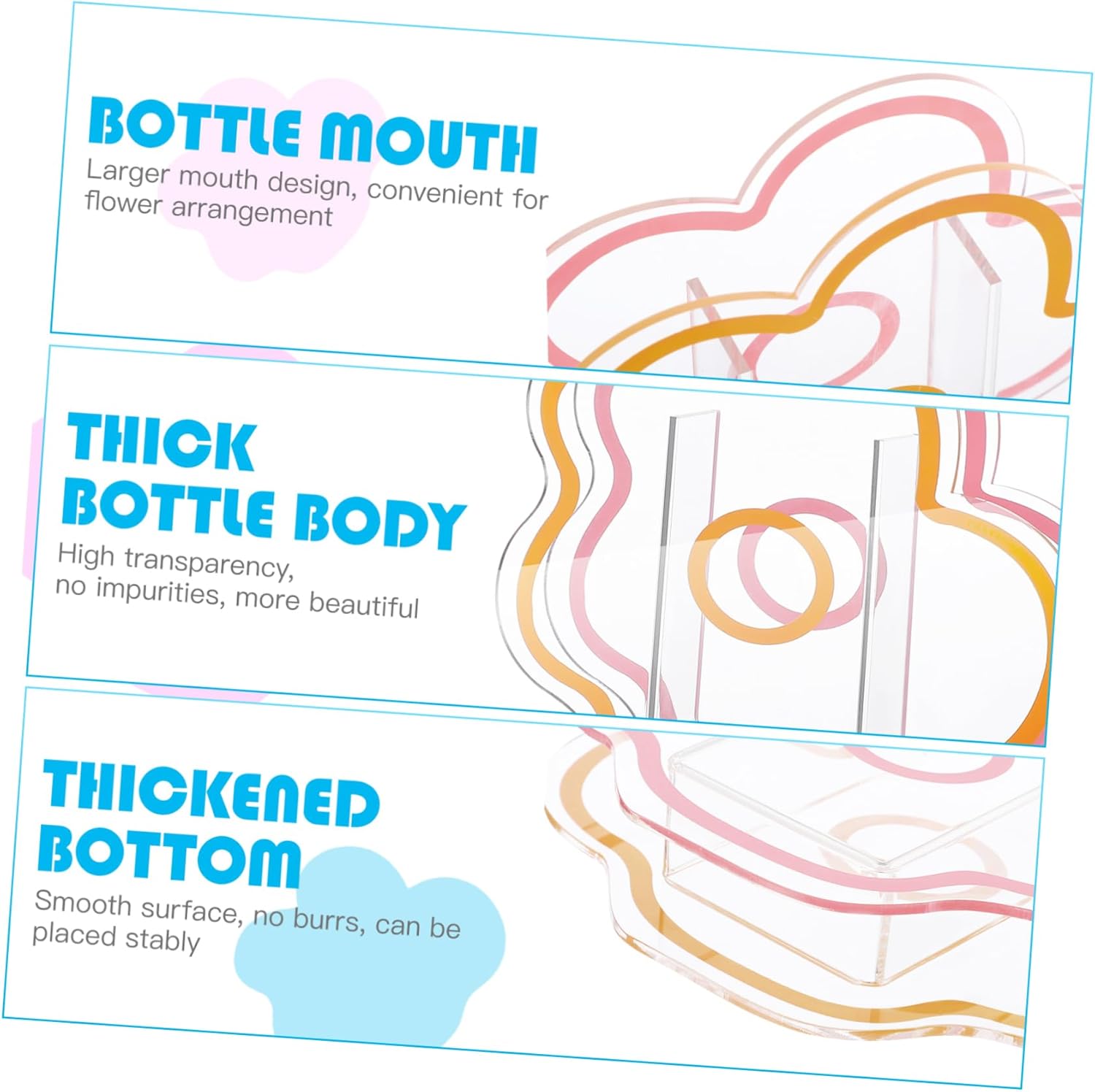 VOSAREA Clear Acrylic Vase Cloud Shaped Flower Vase Make Up Brush Pen Holder Elegant Modern Contemporary Design for Home Office Wedding Decor