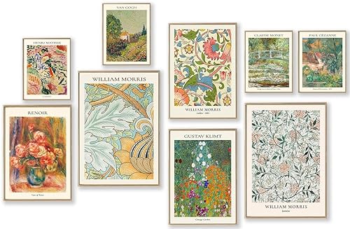Vintage Eclectic Wall Art Prints Set of 9, Abstract Eclectic
