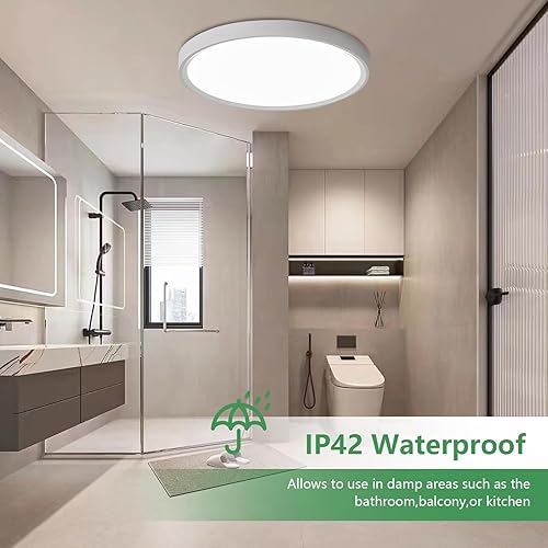 Miniatura 5 de Lámpara de techo LED de montaje empotrado de 24 pulgadas grande, 50W, 5480LM, CCT seleccionable 3000K4000K6000K, lámpara de techo de perfil bajo y