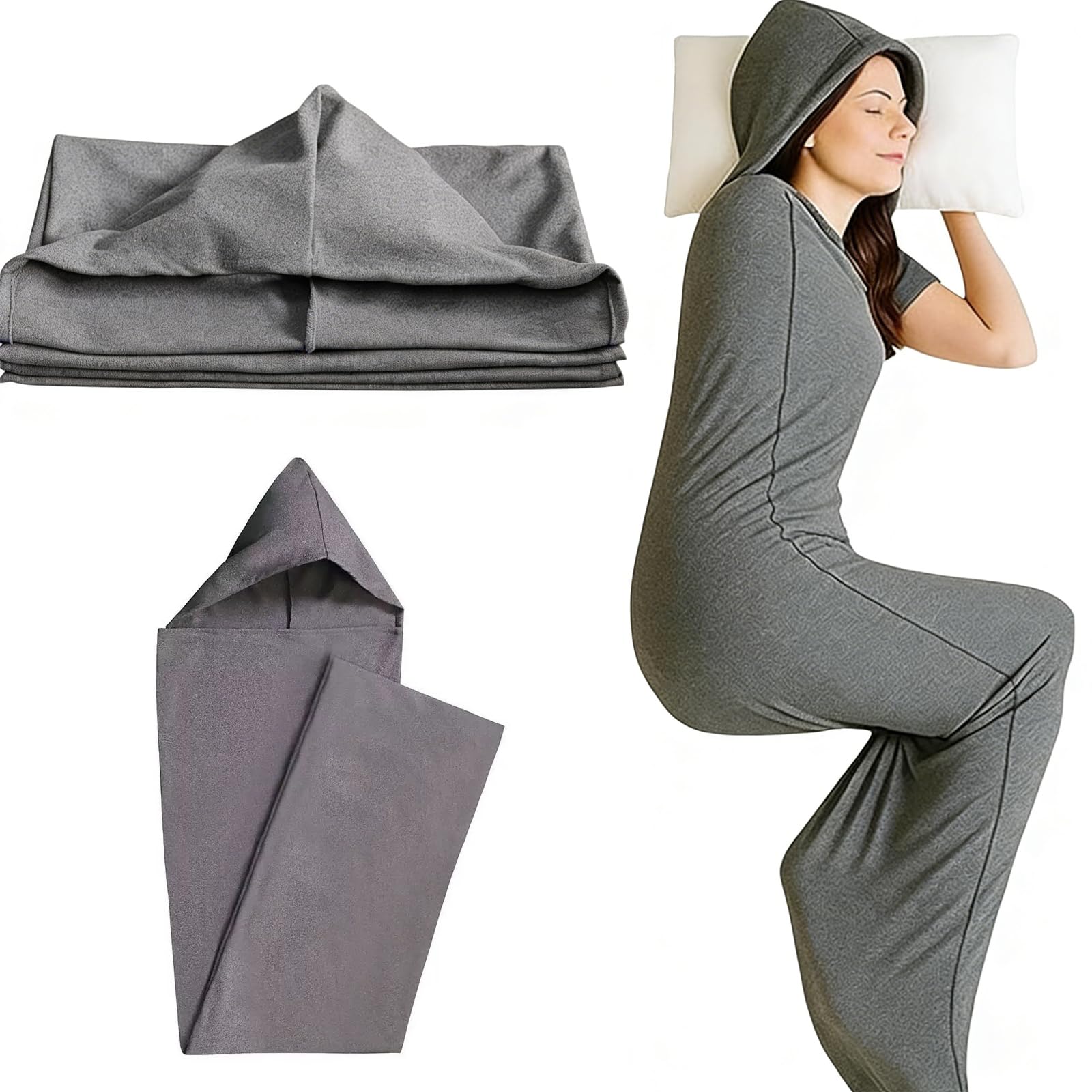 InfiniZer Compression Sleep Sack, Lightweight Wearable Hooded Compression Pod & Sleep Pod, Breathable Stretch Fabric (Grey, Children)
