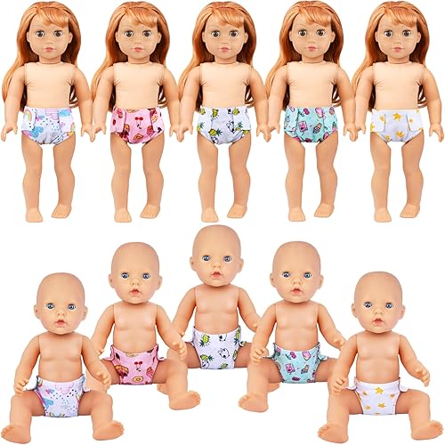 Miniatura 3 de Zita Element 10 pañales para muñeca de bebé para ropa interior de muñeca de 14 a 16 pulgadas, tamaños de 15 y 18 pulgadas, regalo