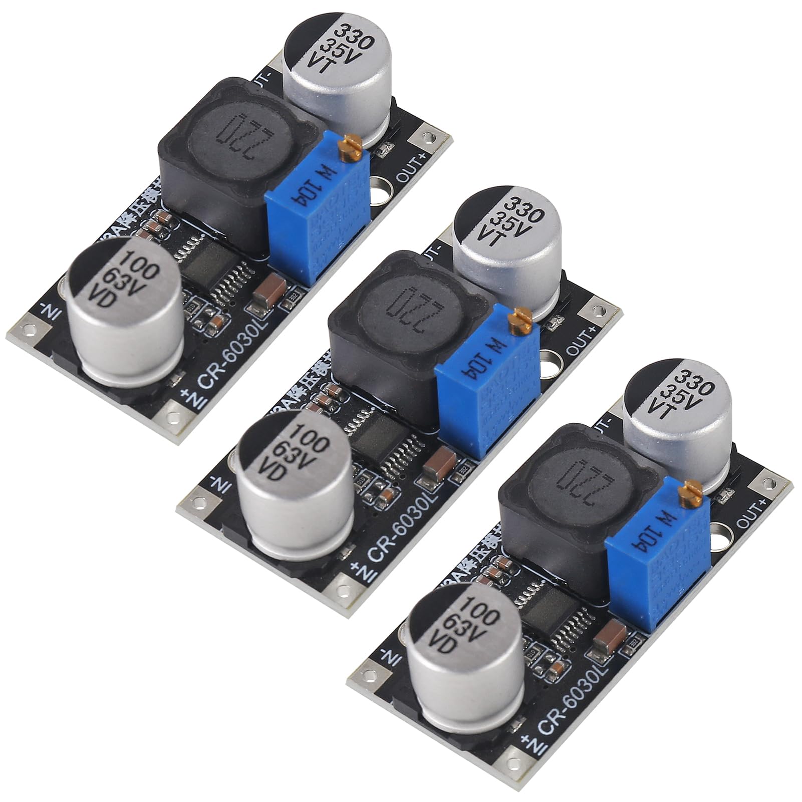 AITRIP 3PCS DC-DC Step Down Power Supply Module 60V 3A to 3.3V 5V 12V 24V Buck Converter Adjustable Voltage Regulator Module LM2596 LM2596S Upgraded