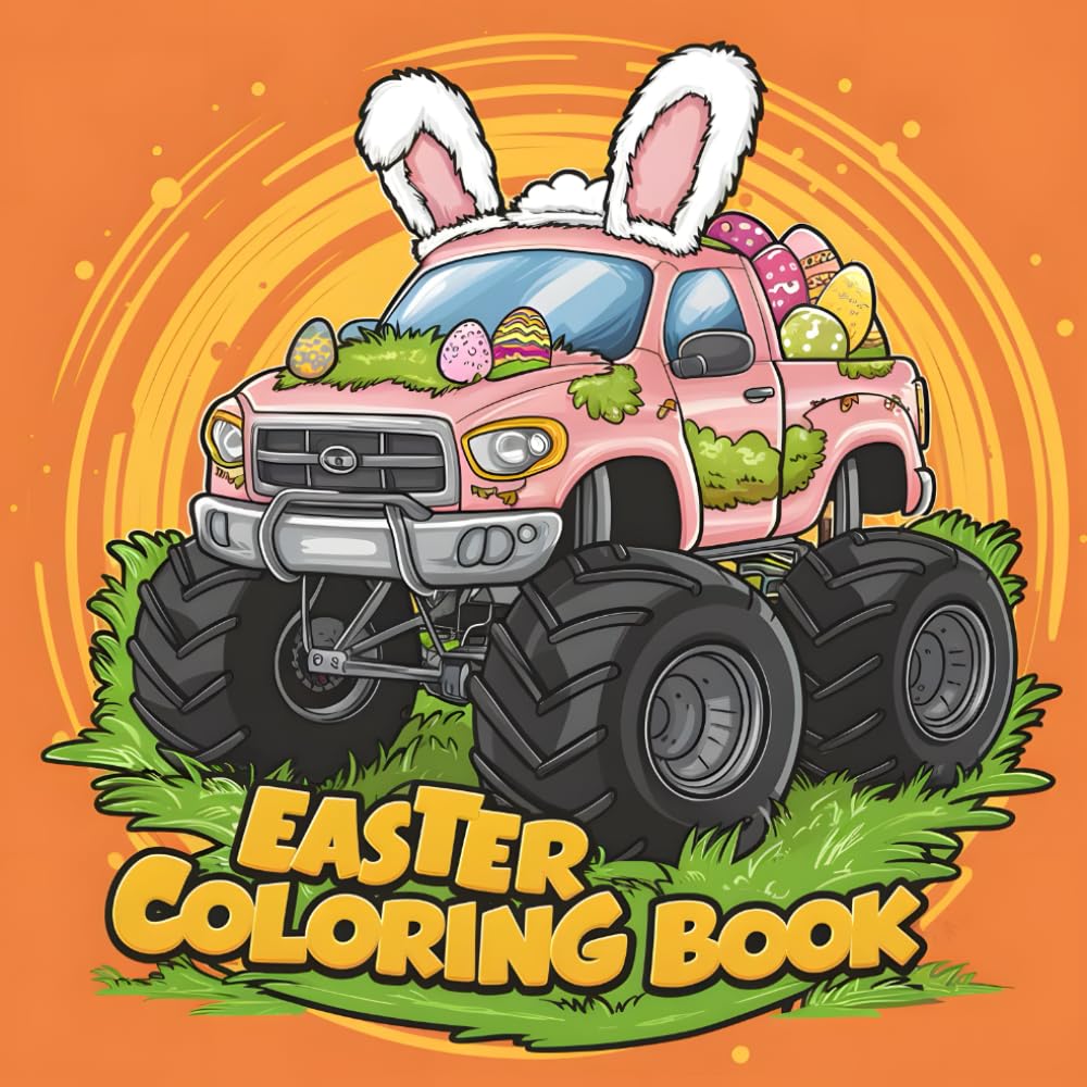 Easter Monster Truck Coloring Book: Big Wheels & Bunny Trails, Crushing Eggs & Catching Cheer, 40 Pages Easter Adventures on Monster Wheels.