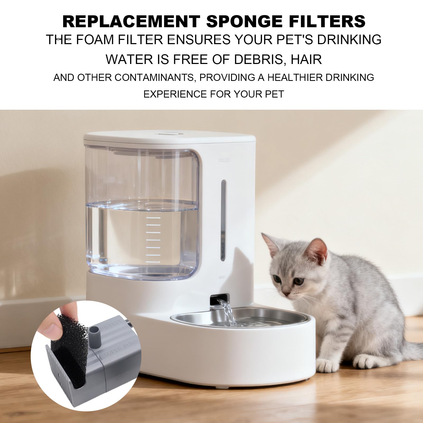 50PCS Foam Filters Replacement for Petkit Eversweet 3 Pro Pet Fountain Black Cat Sponge Water Filters Compatible with — view 4