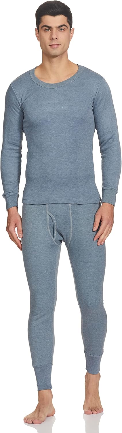 Mens Thermal Thermal Set Cotton Blend Round Neck Top Bottom Long Sleeve Slim Fit Top Bottom Set Top Bottom