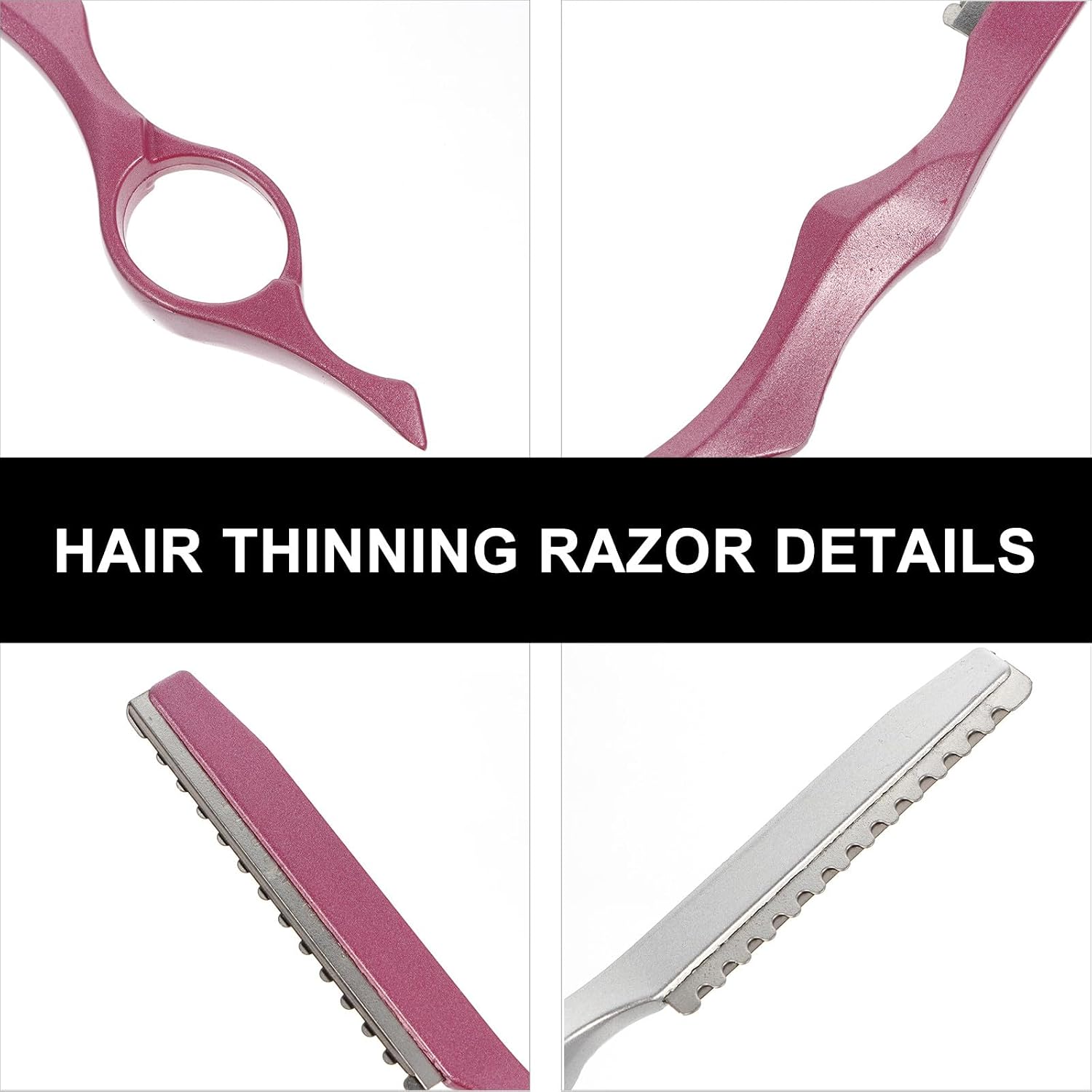 Cabilock 2pcs Hair Thinning Razor Set Professional Hair Layering Trimmer for Salon and Home Use Pink and Silver