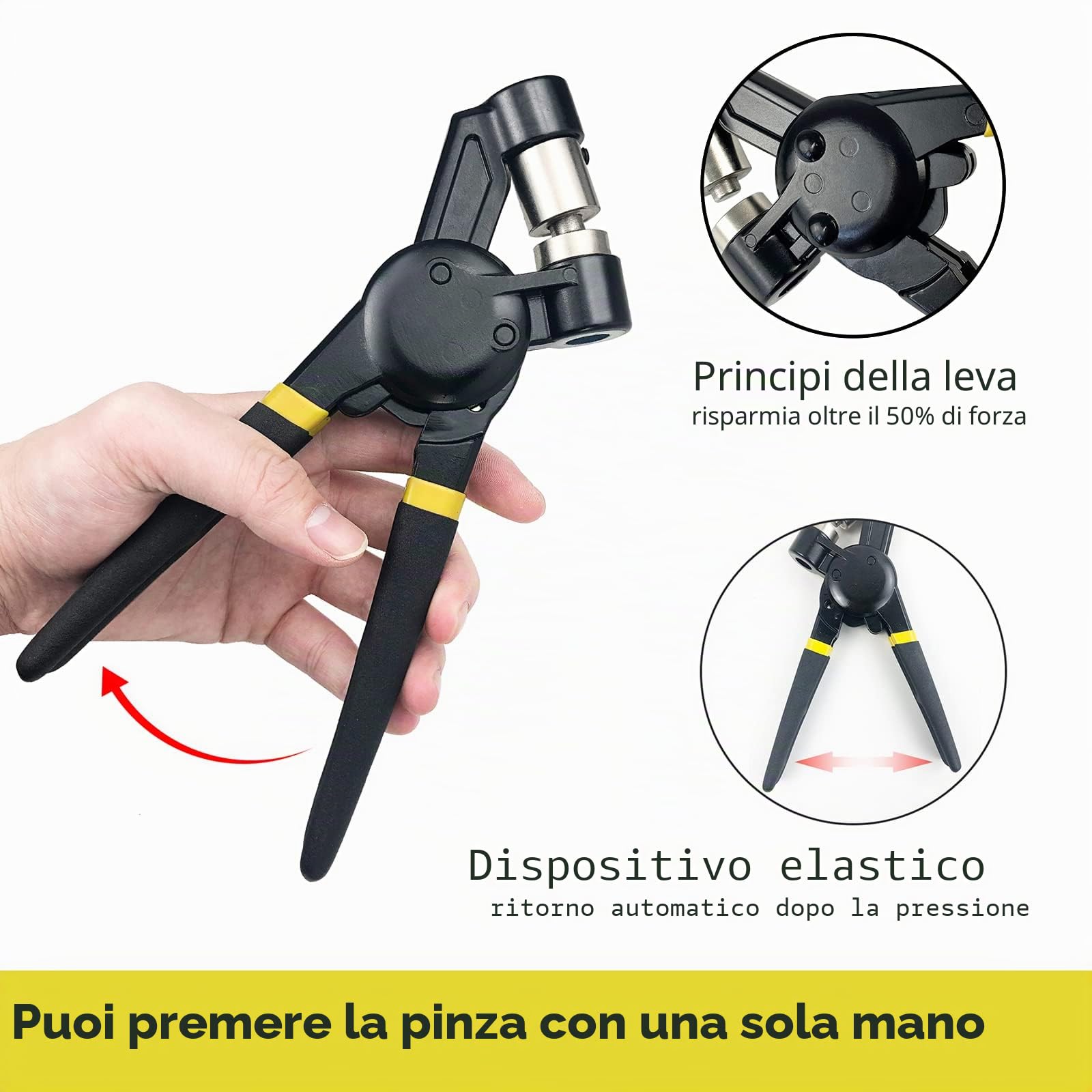 HAPDEN Pinza per Occhielli per Teloni e Tessuti, Set di Occhiellatrice per Teloni con 500 Occhielli (Ø 10mm),Professionali Occhiellatrice Manuale