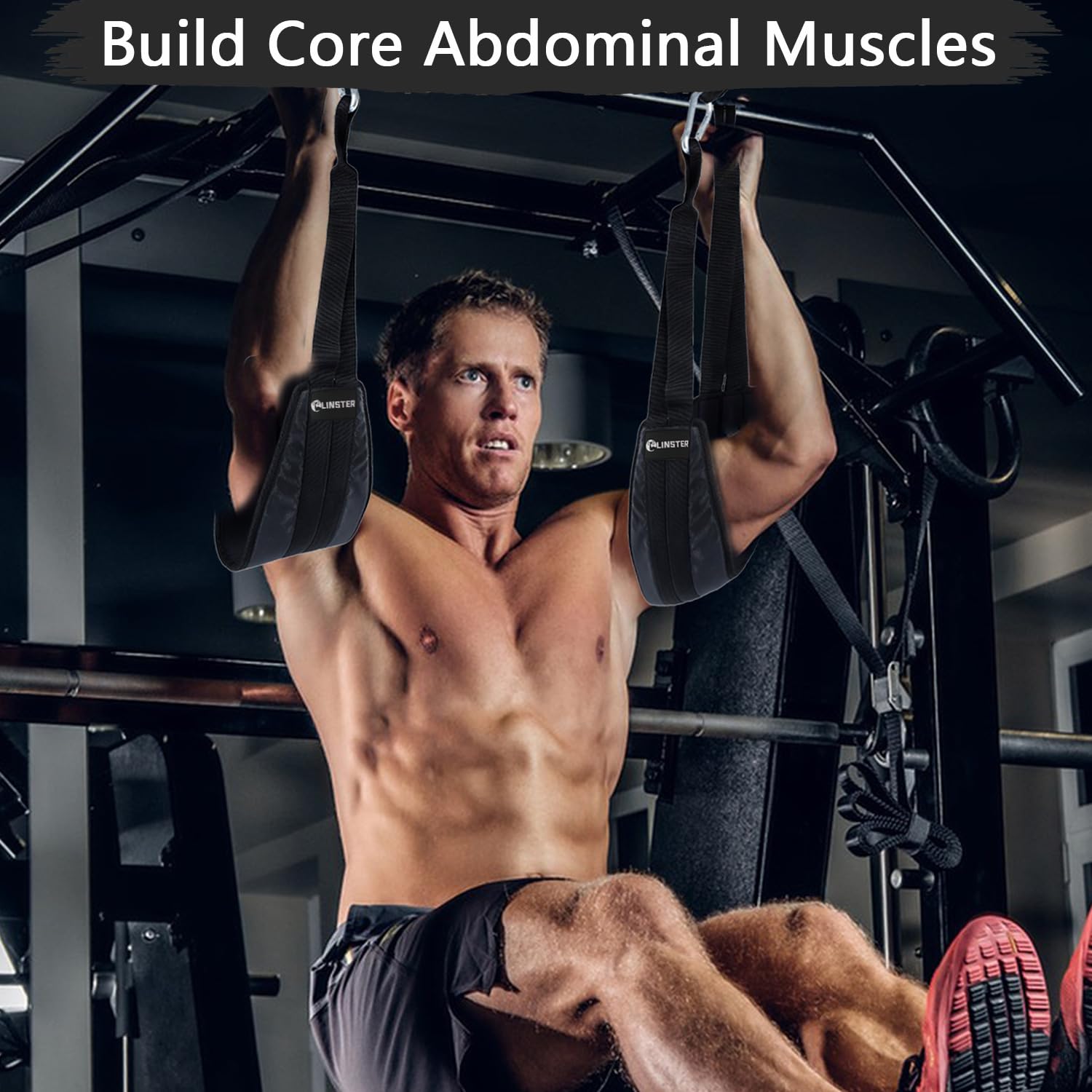 Bauchmuskelschlaufen Armschlaufen für Bauchtraining, Hängende Bauchgurte für Beinhöhungen und Bauchtraining，Dick gepolsterter Armgurt für Bauchschwung mit 2 rostfreien Karabinern
