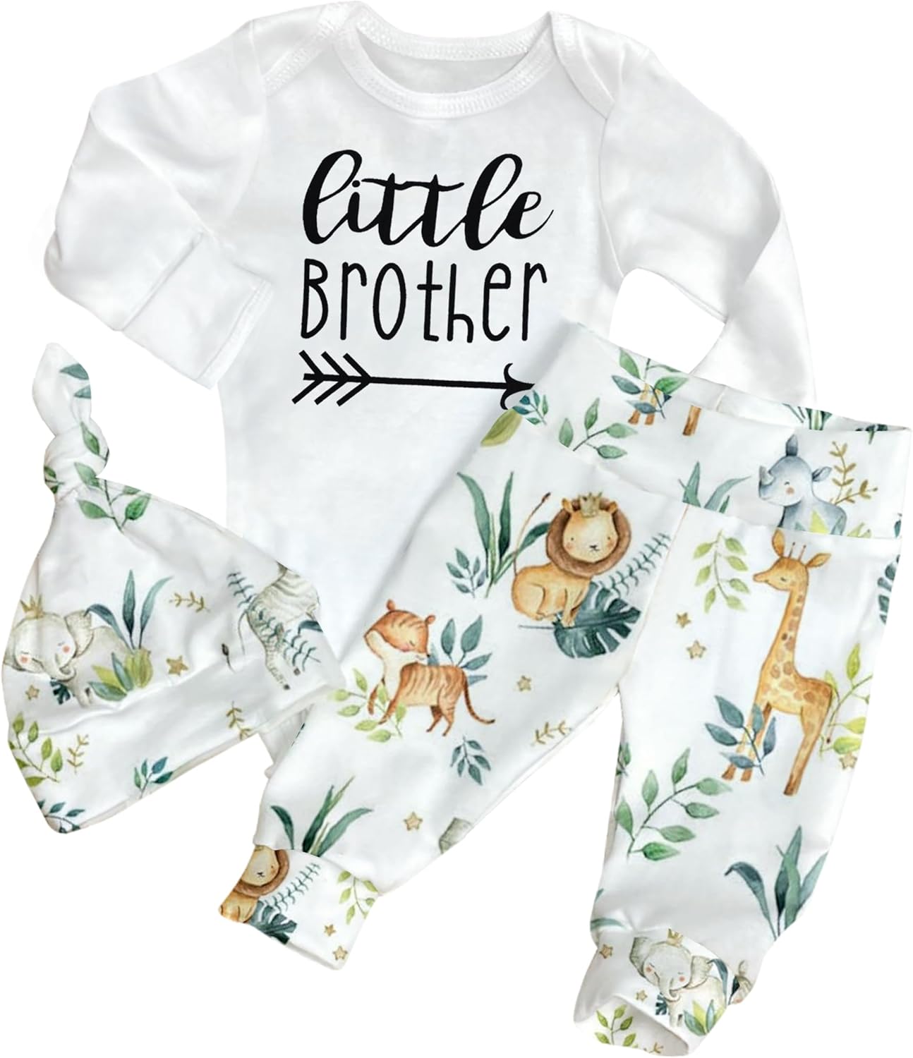 AGAPENG Baby Boy Clothes Newborn Boy Outfits Infant Letter Print Romper Long Pants Hat 3PCS Baby Boy's Clothing