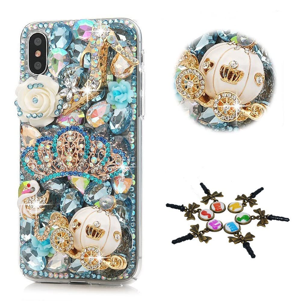 STENES Sparkle Case Compatible with Samsung Galaxy A14 5G - Stylish 3D Handmade Bling High Heel Crown Pumpkin Car Flowers Rhinestone Crystal Diamond