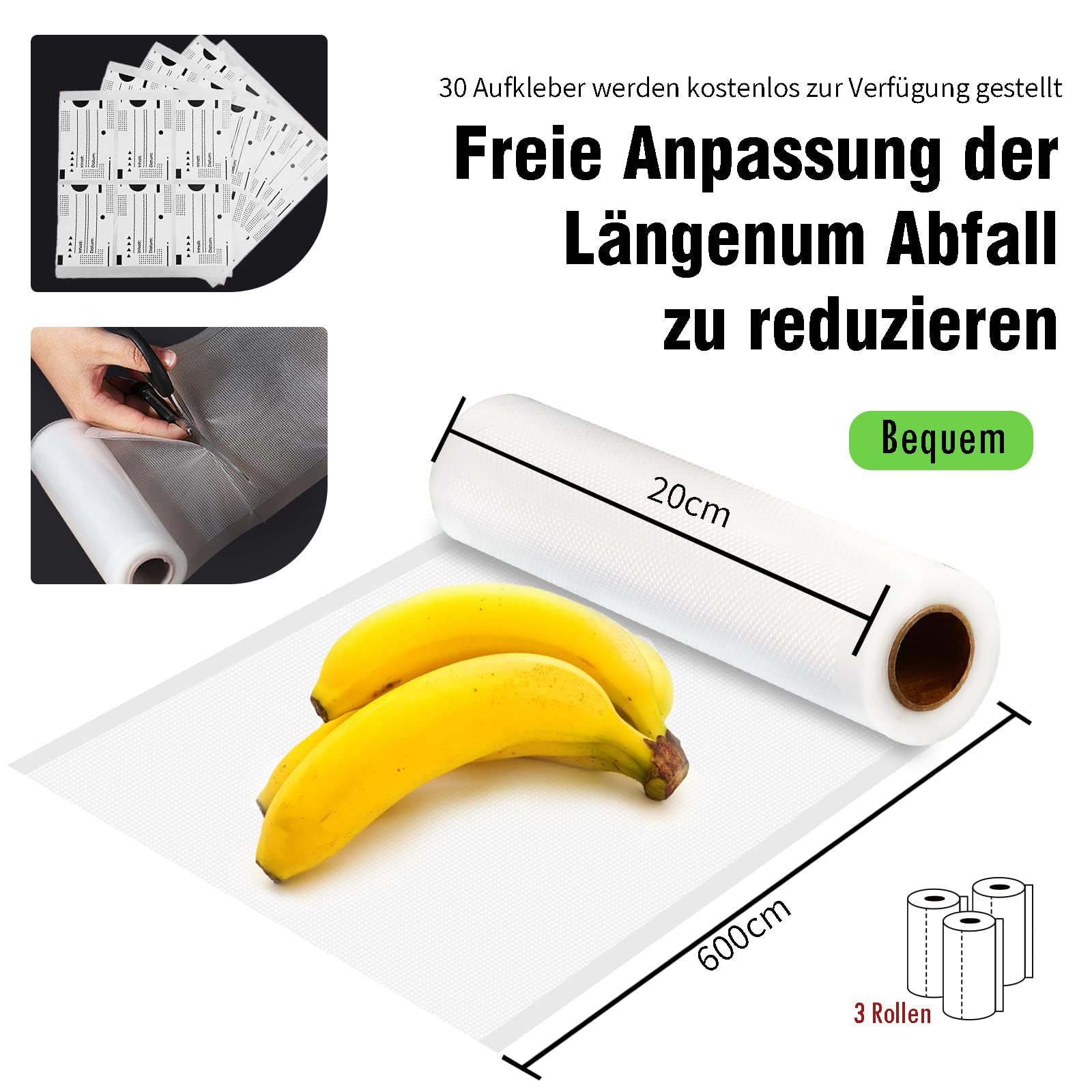 Rotoli Sottovuoto Per Alimenti 4 Pezzi - 15/20x600 Cm, 170µm, Senza BPA, Per Sous Vide E Conservazione - Foto 6