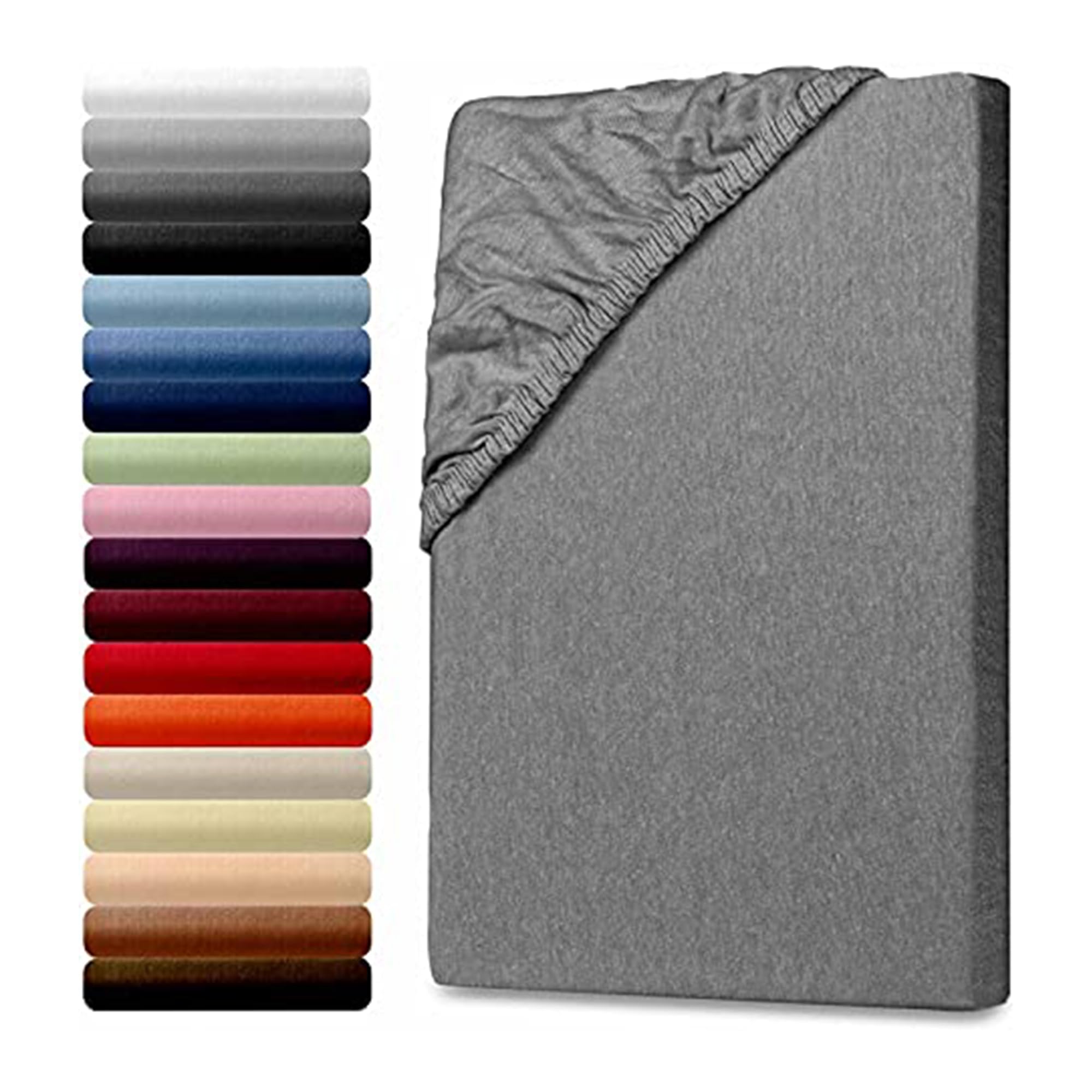 Julido Spannbettlaken 180x200 cm Spannbettlaken Jersey Baumwolle Anthrazit Oeko-Tex Standard 100