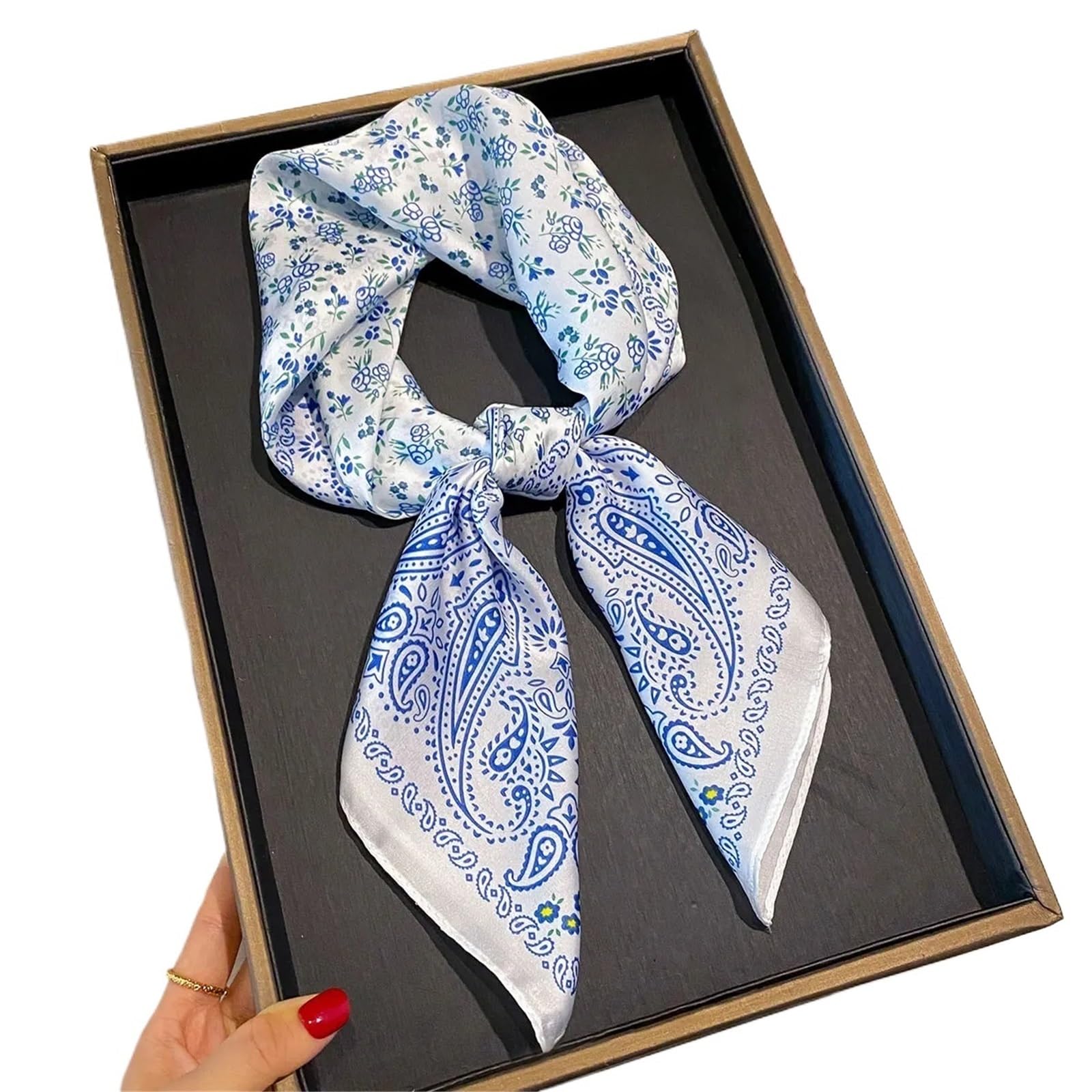 Pañuelo de satén, Bufandas de moda for mujer, 1 unidad, 70 x 70 cm, bufanda de seda con estampado cuadrado, chal decorativo, diadema, diseño de cuello, bandana