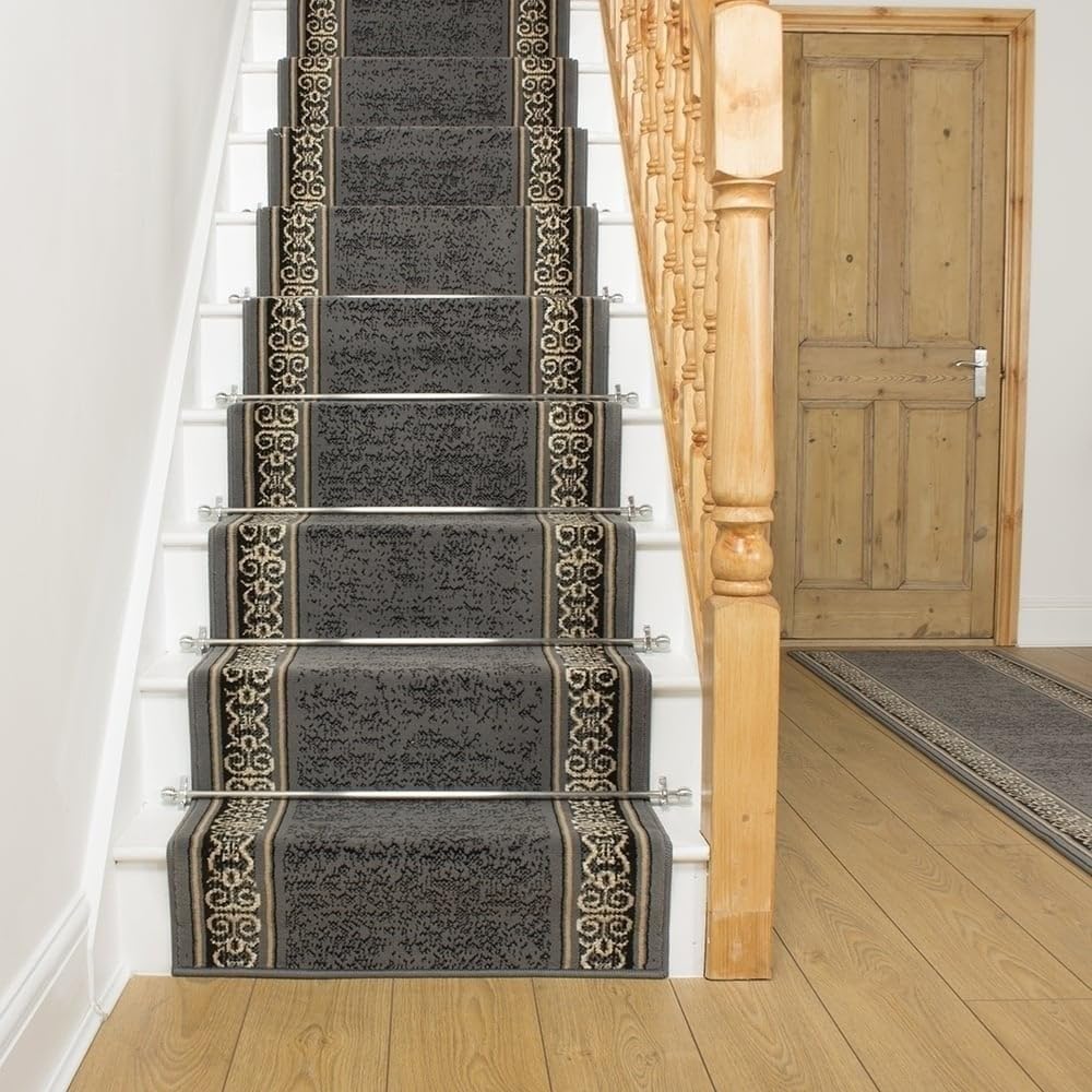 runrug Soft & Comfortable Stair Runner - Smooth & Durable Carpet for Stairs - Stain-Resistant, Fade-Resistant - Multiple Sizes - 70cm x 660cm - 9mm Thick - Tribal, Grey โ image 1