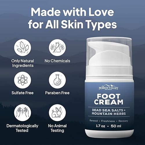 Miniatura 7 de Pumice Valley Crema de pies para pies y talones secos agrietados, hidratante natural, maíz, tratamiento de callos - piel, loción corporal, sales del