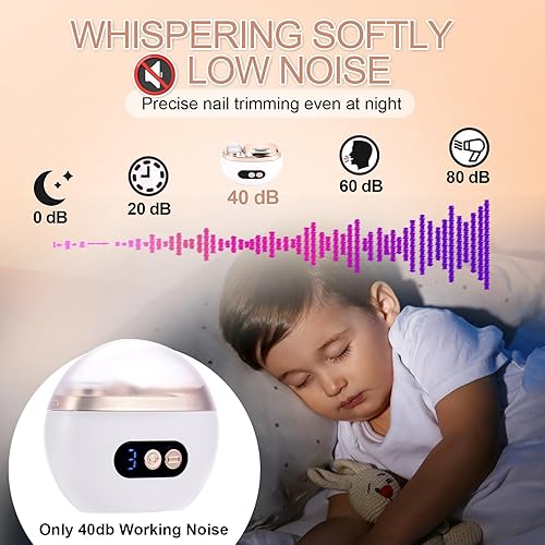 Miniatura 3 de Cortaúñas eléctrico, recortador de uñas eléctrico 2 en 1, con caja de almacenamiento de virutas de uñas, luz LED, recargable por USB, adecuado para