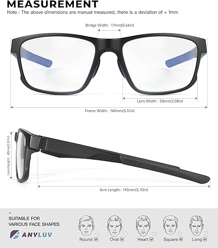 Miniatura 4 de ANYLUV Blue Light Blocking Glasses for Men, Square Mens Gaming Computer Glasses with UV Protection Anti Eyestrain