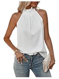 Women's Summer Halter Tops Tie Back Frill Sleeveless Casual Blouses for Women Dressy Work Shirts
