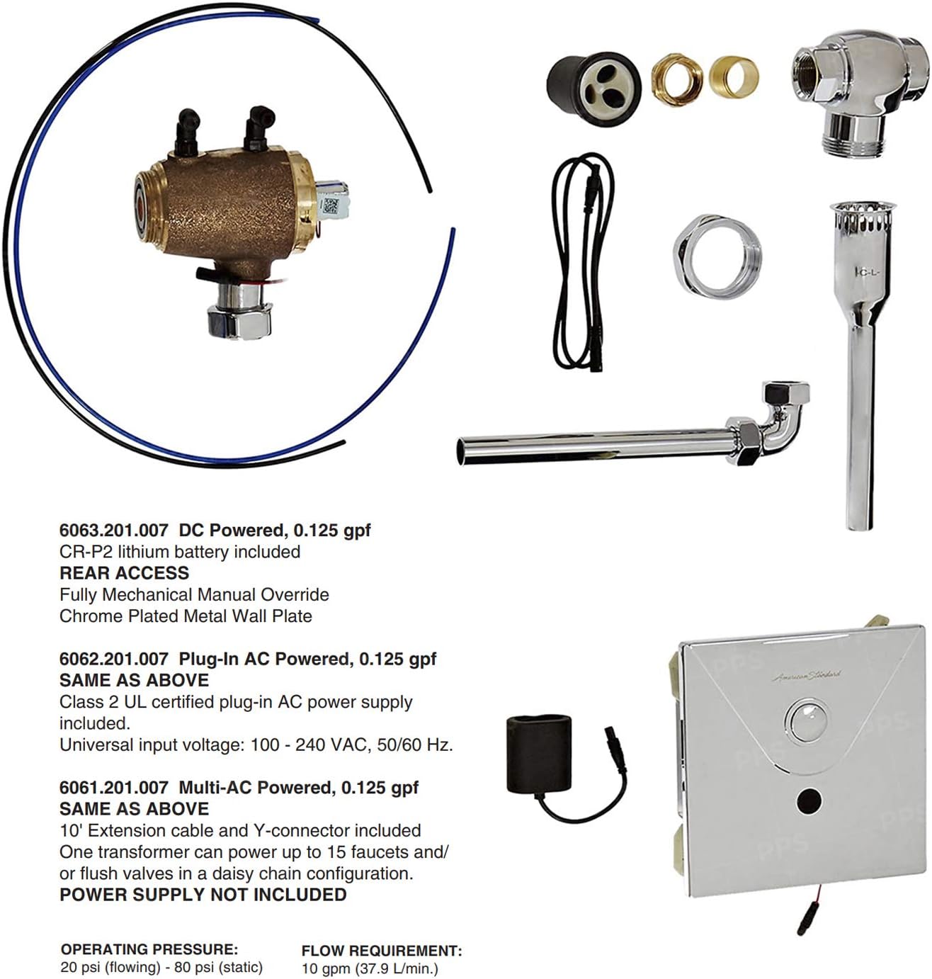 American Standard 6063.310.007 Conceal Urinal Flowise Dc 1.0Gpf 3/4 Back Spud