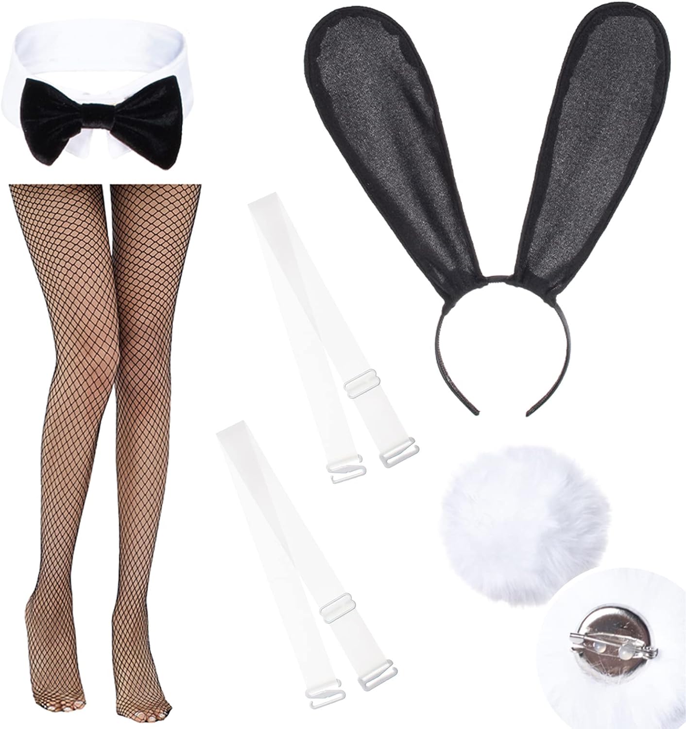 Anime Womens Bunny Girl Costume One Piece Bodysuit Halloween Cosplay Catsuit Bunny Headband Stockings Set - Image 5