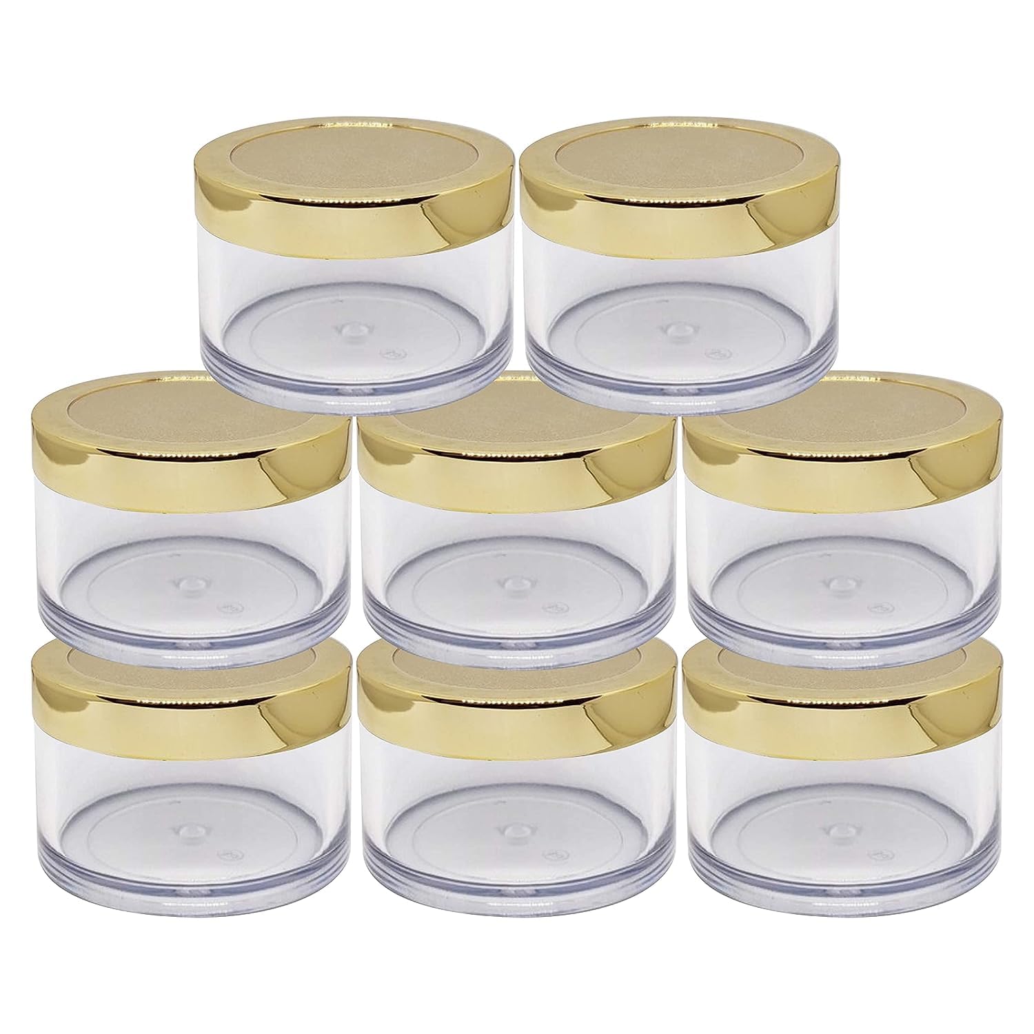 B.H.Industry Cosmetics San Jars with Very Beautiful Gold Lids, for Lip Balms and Skin Care- Pack of 8 (Capacity 15 Gms)
